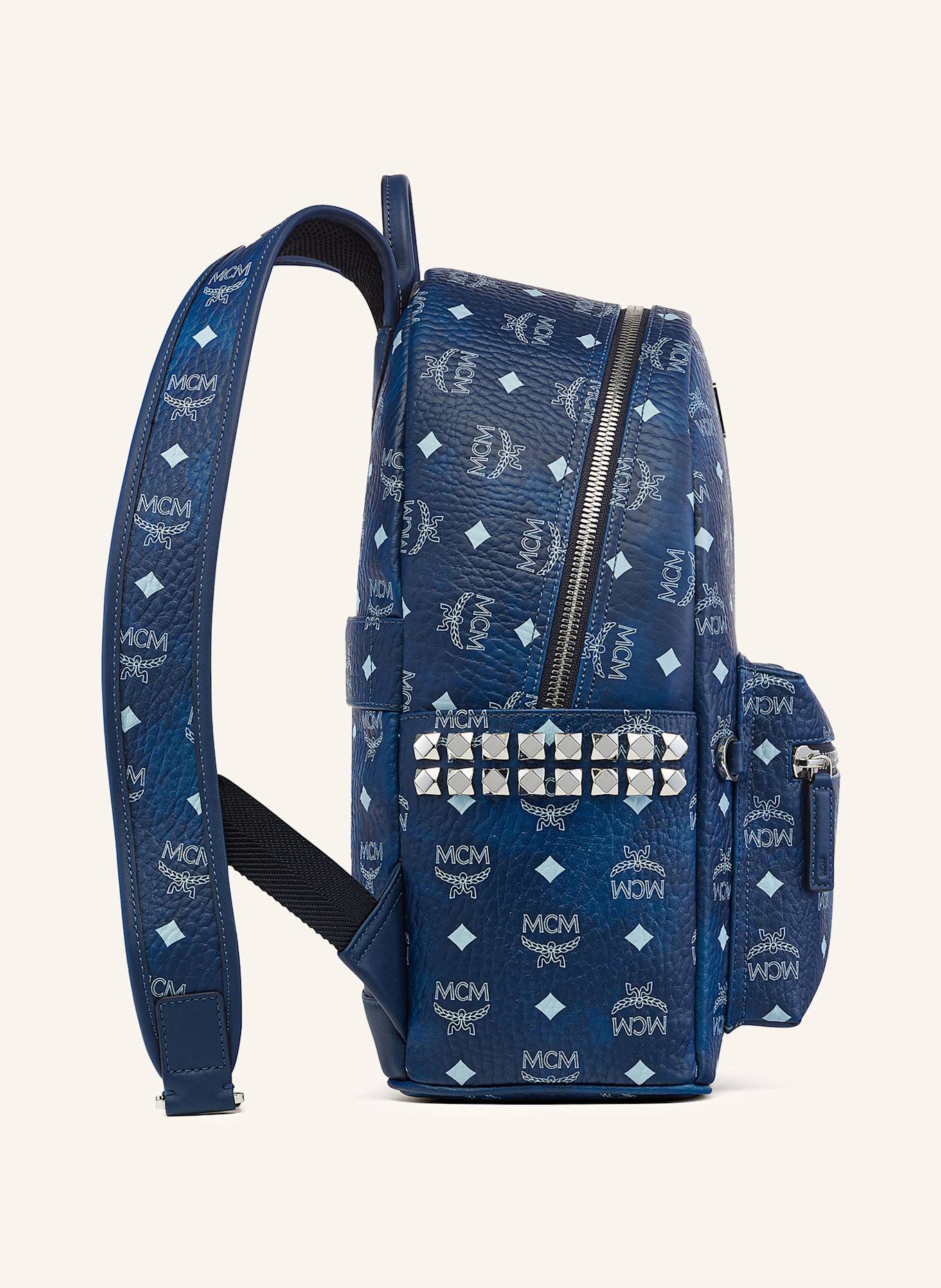 MCM STARK VI backpack with rivets: BLUE/ LIGHT BLUE