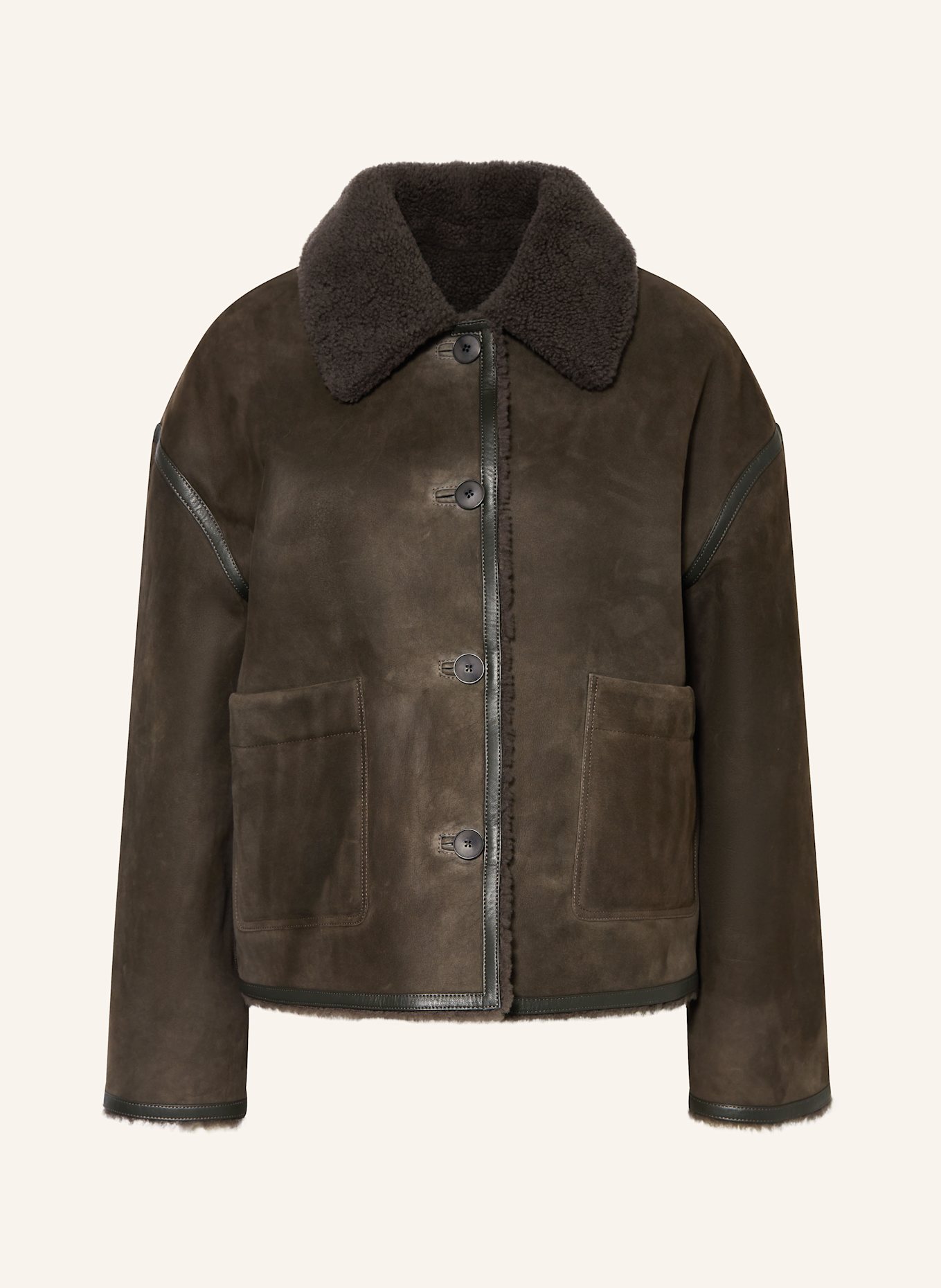 CLOSED Lederjacke zum Wenden: DUNKELGRAU