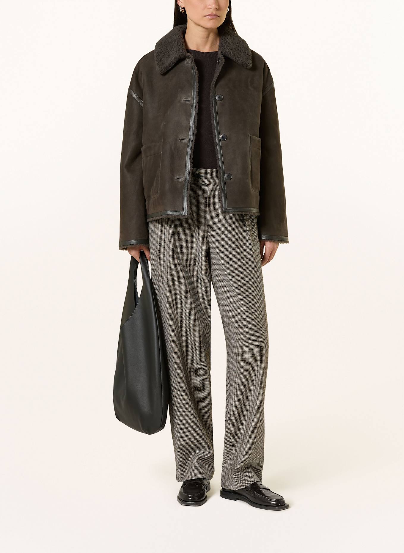 CLOSED Lederjacke zum Wenden: DUNKELGRAU