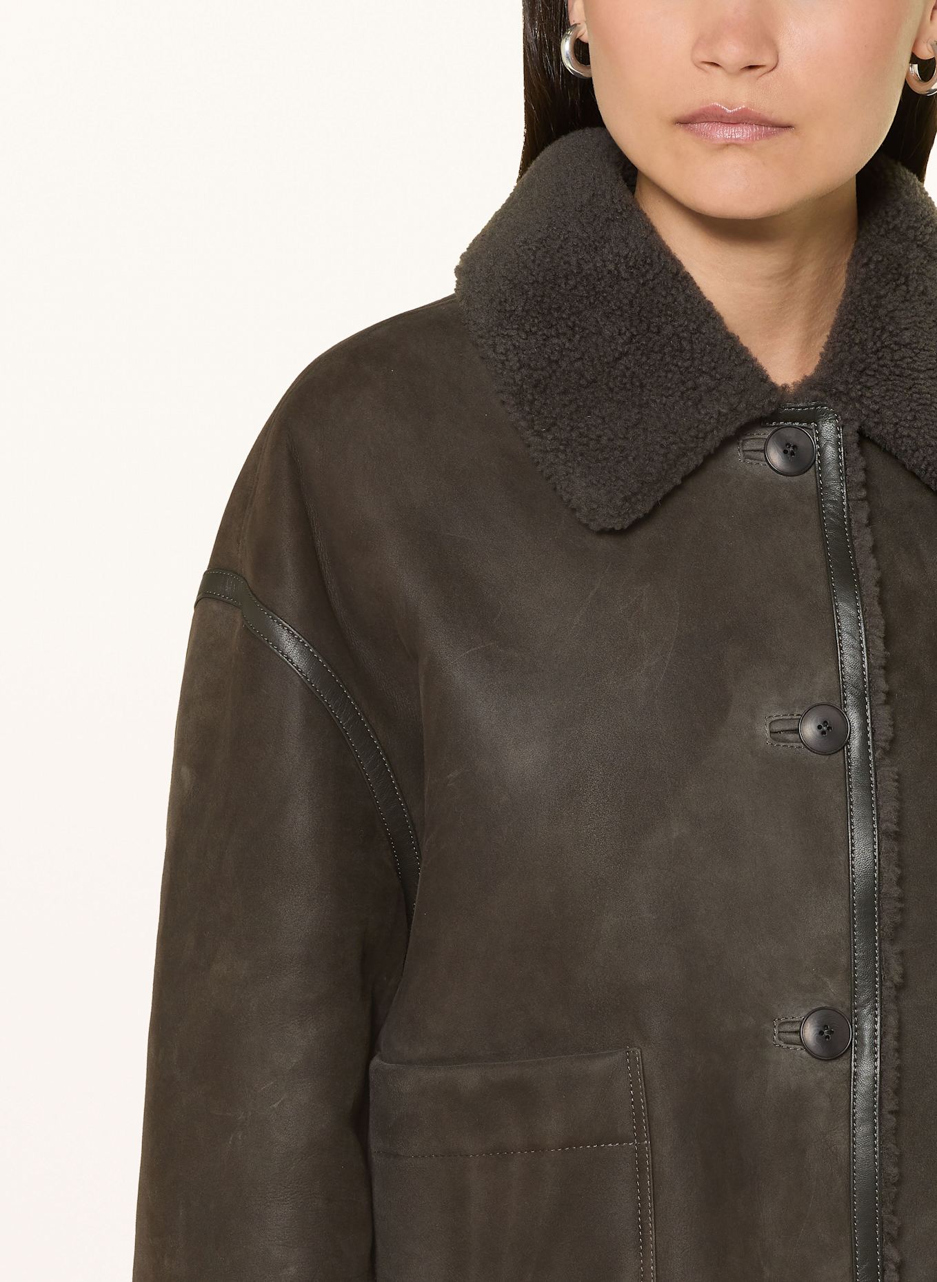 CLOSED Lederjacke zum Wenden: DUNKELGRAU