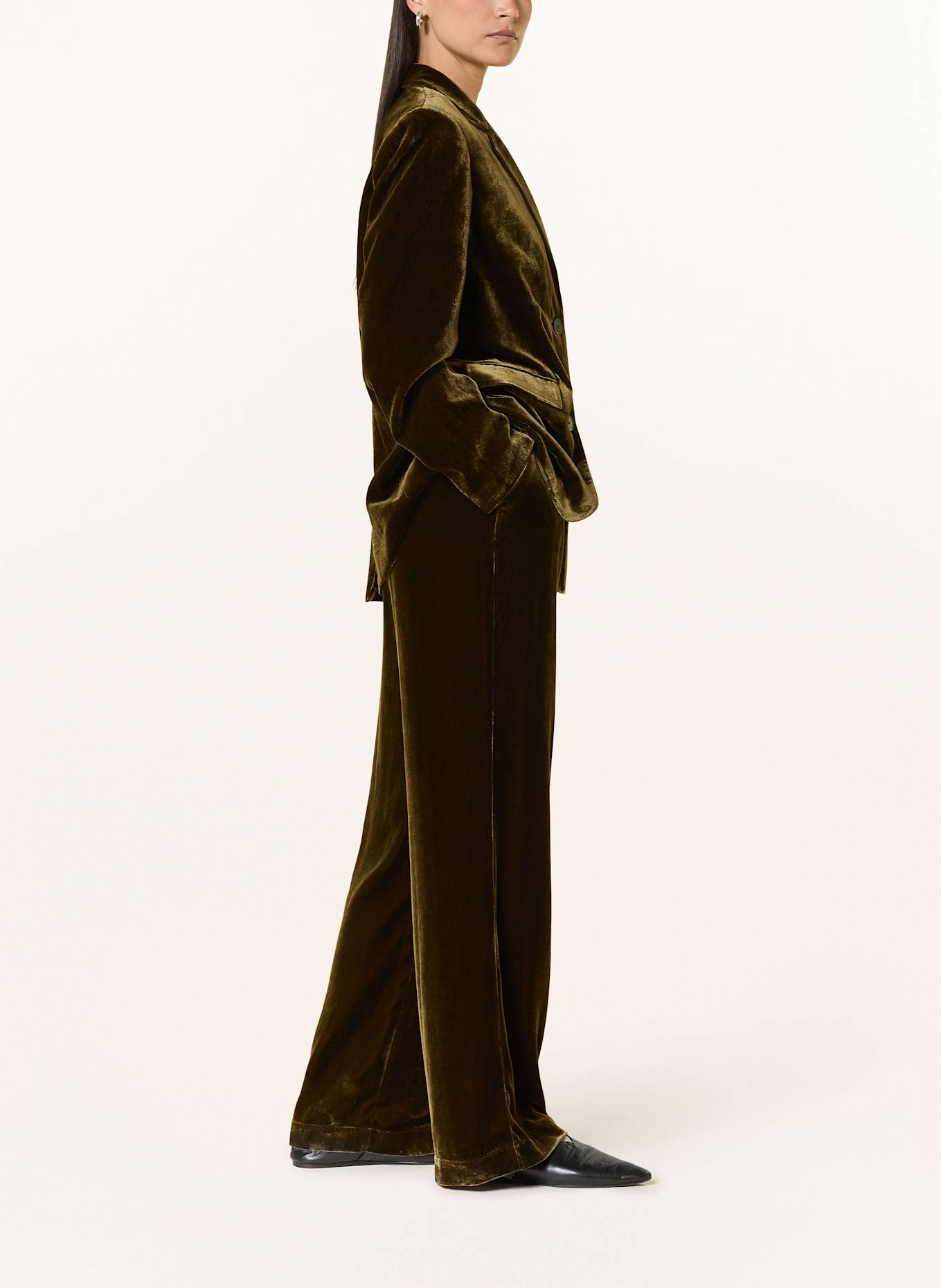 CLOSED Marlenehose WINONA aus Samt: KHAKI