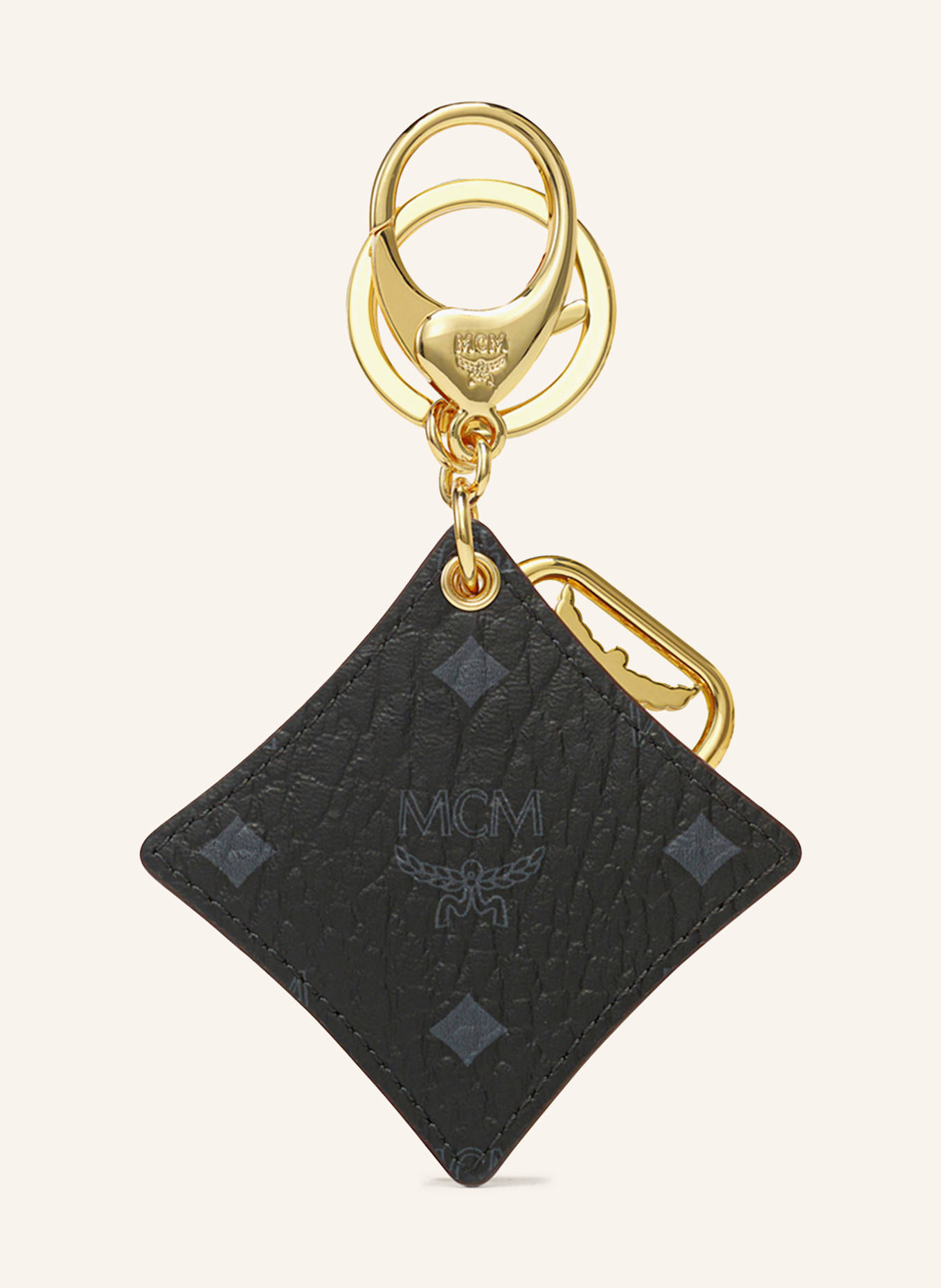 [MCM]★Aren Visetos Diamond Logo Key Holder One Size Aren Diamond Logo Key Holder in Visetos Cognac