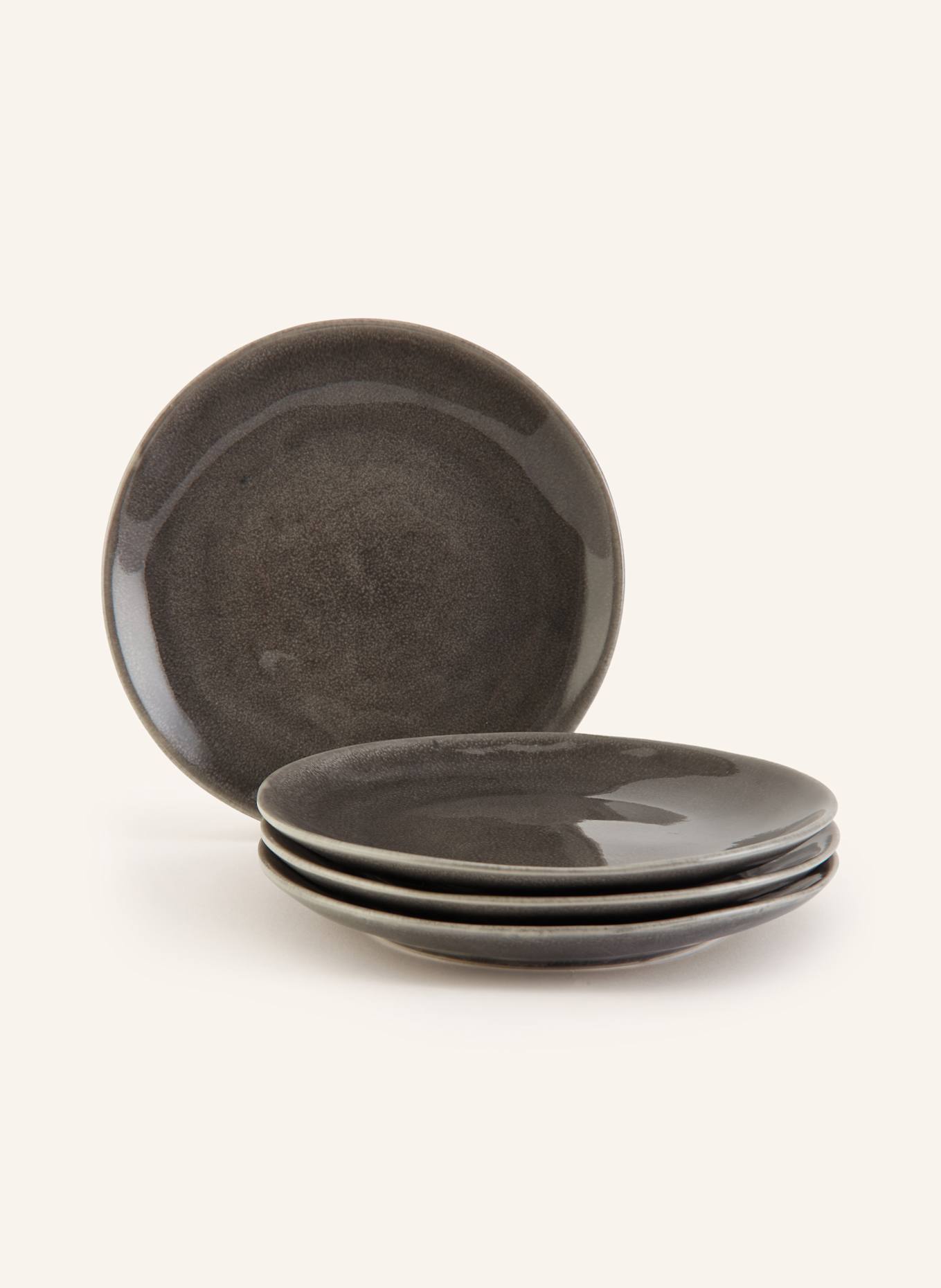 BROSTE COPENHAGEN 4er-Set Desserteller NORDIC RAIN: GRAU