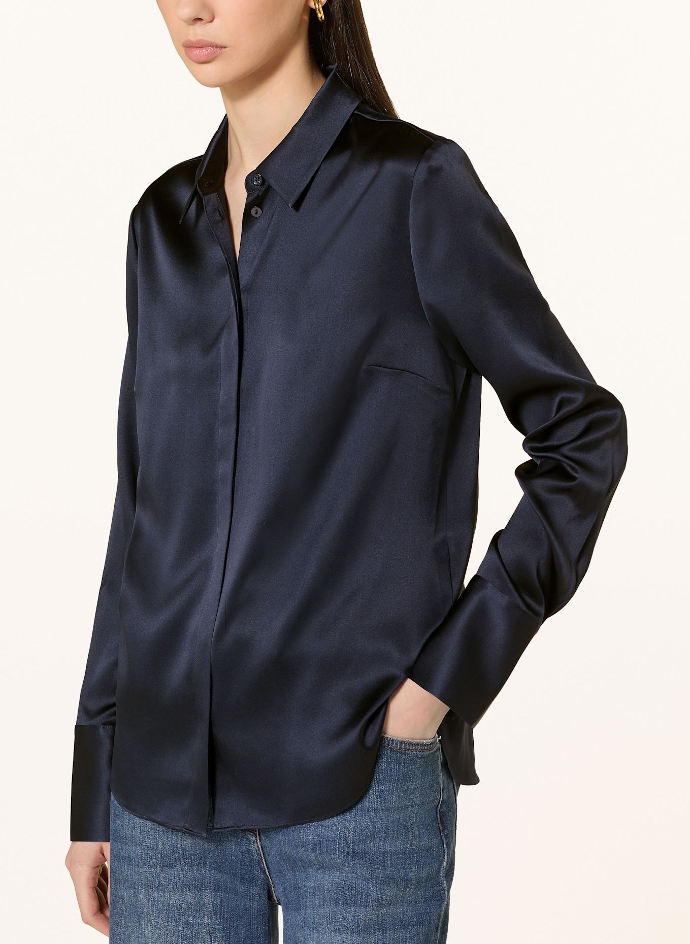HERZEN'S ANGELEGENHEIT Hemdbluse aus Seide: DUNKELBLAU