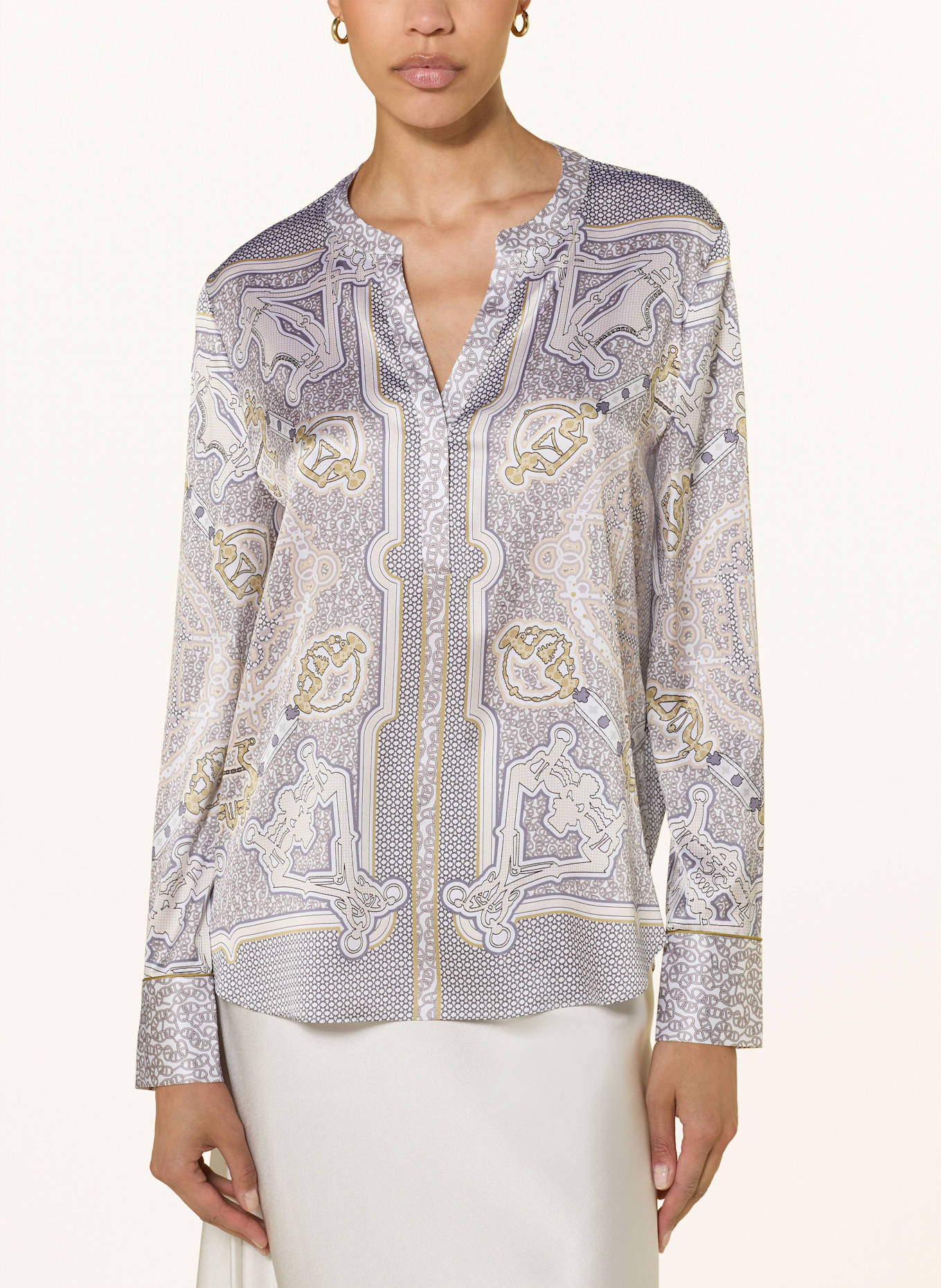 HERZEN'S ANGELEGENHEIT Bluzka z jedwabiu: SZAROBRĄZOWY / OLIWKOWY / BIAŁY