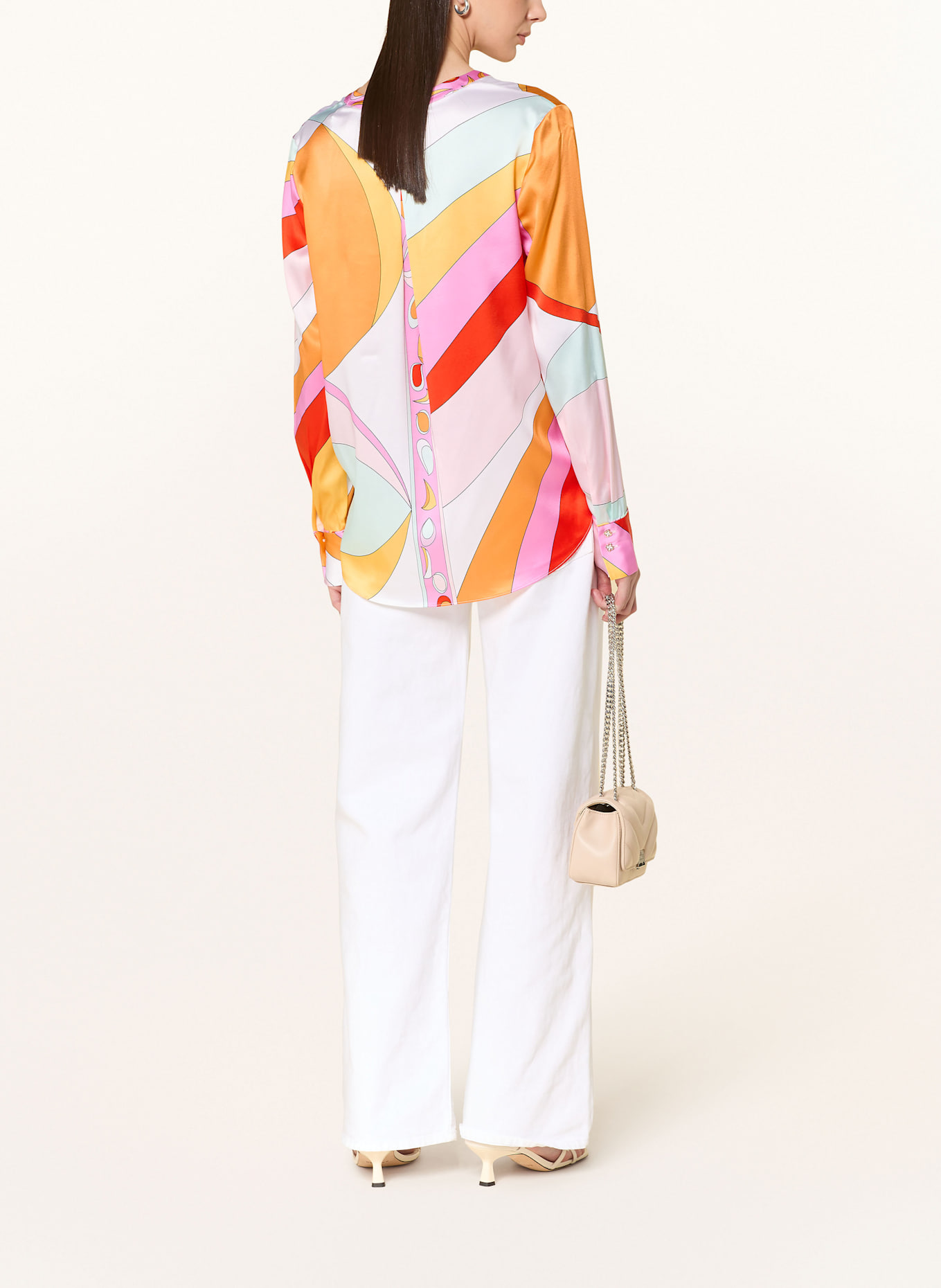 HERZEN'S ANGELEGENHEIT Blusenshirt aus Seide: MINT / ECRU / ORANGE