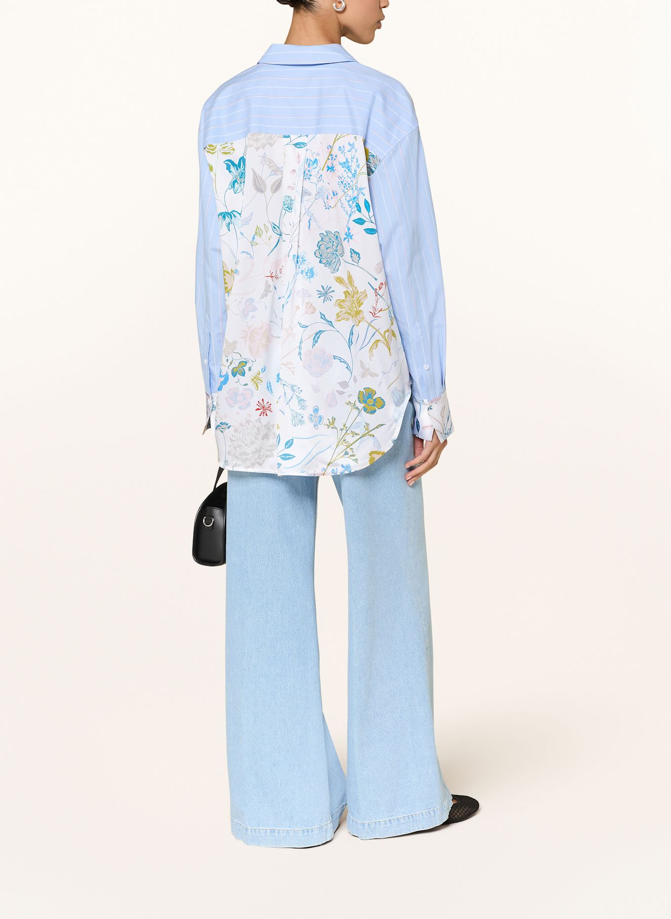 HERZEN'S ANGELEGENHEIT Hemdbluse im Materialmix: BLAU / WEISS / GRÜN