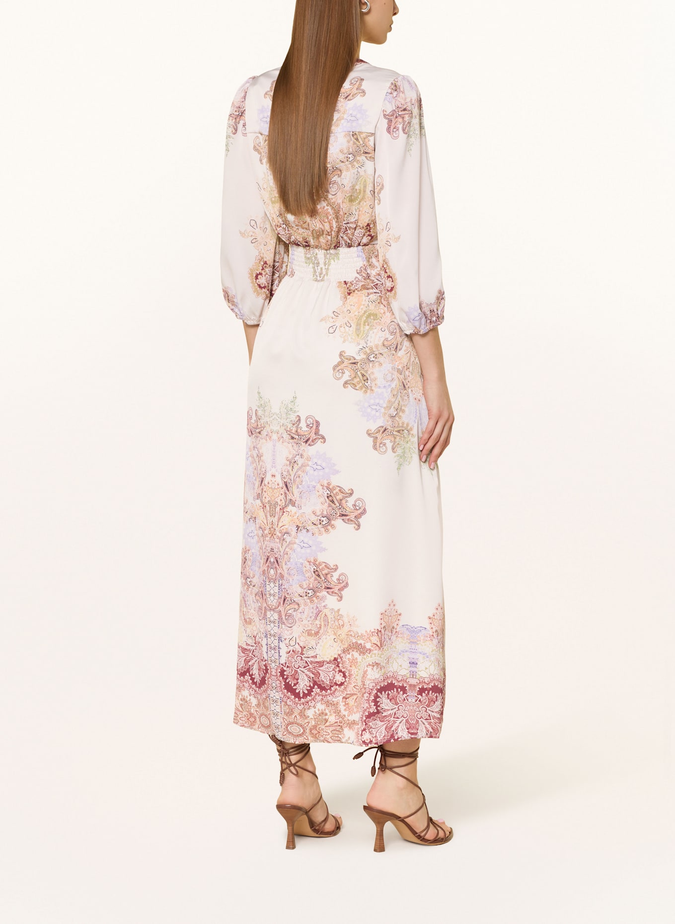 NEO NOIR Kleid STELLAR ARTIST mit 3/4-Arm: ECRU / DUNKELROT / LILA