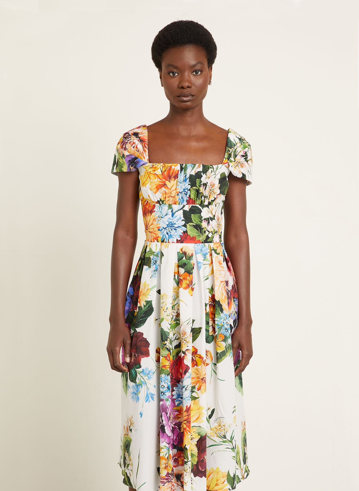 DOLCE & GABBANA Cocktailkleid: WEISS/ GRÜN/ LILA