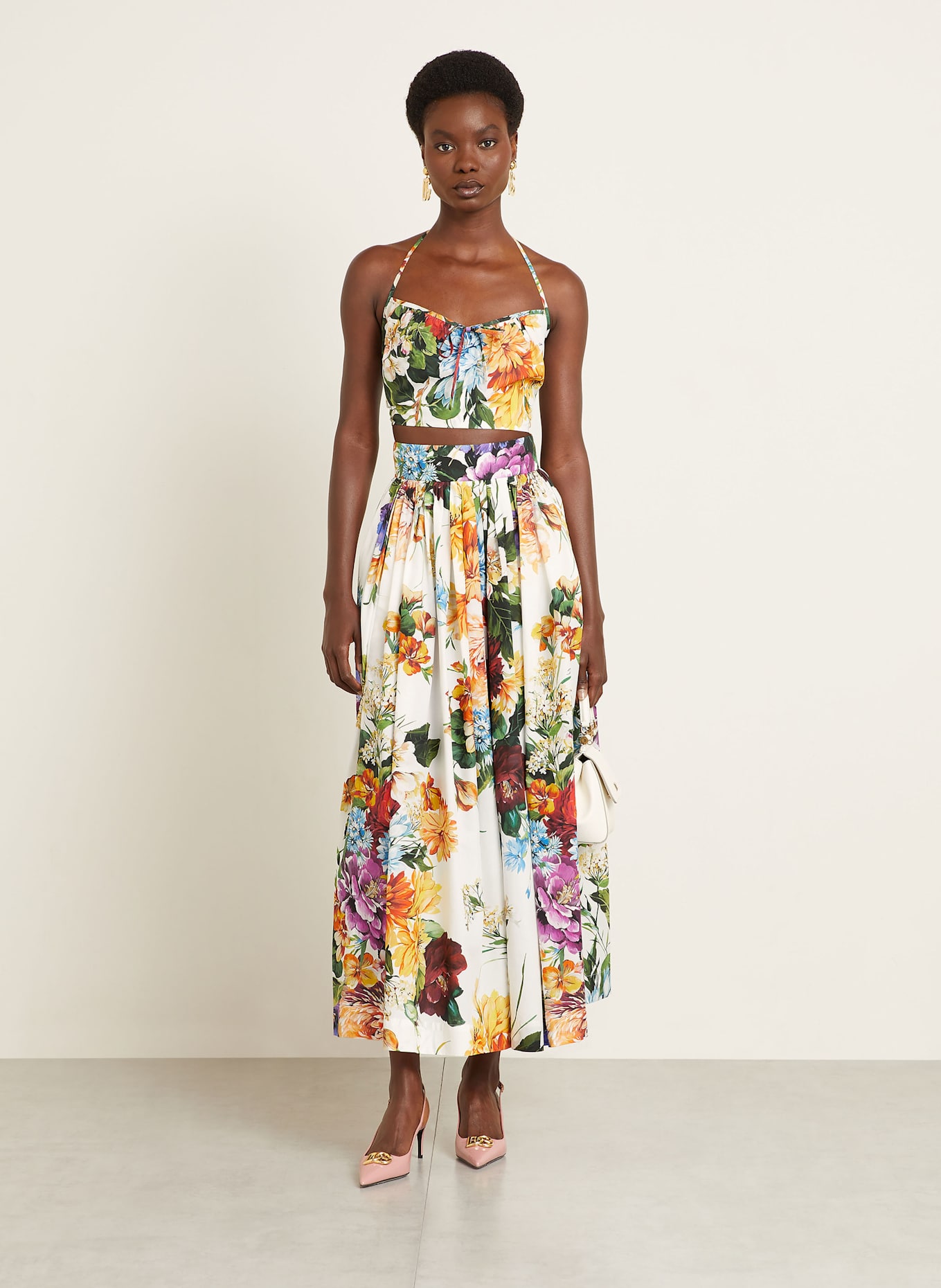 DOLCE & GABBANA Cropped top: BÍLÁ/ ZELENÁ/ ORANŽOVÁ