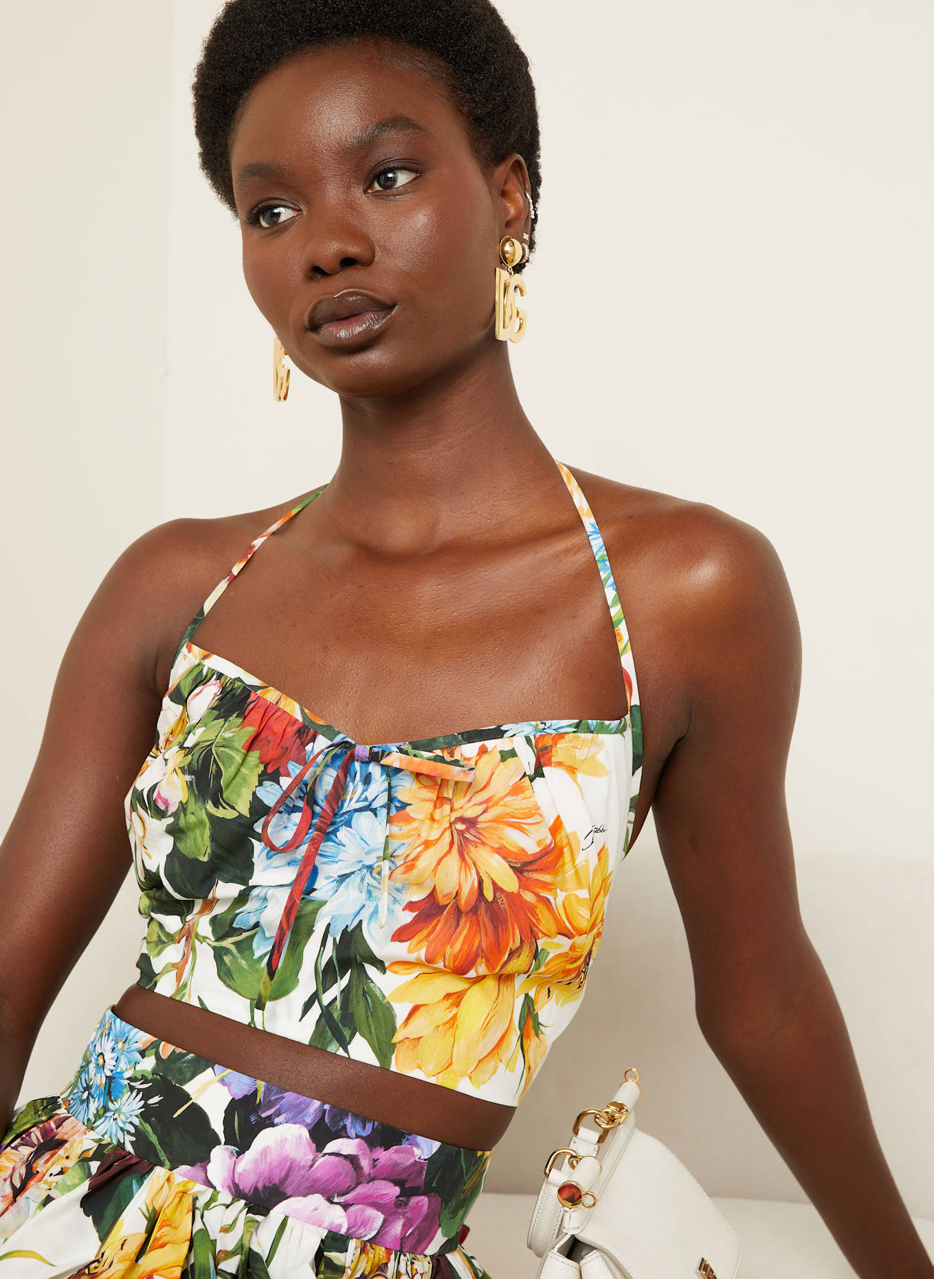 DOLCE & GABBANA Cropped top: BÍLÁ/ ZELENÁ/ ORANŽOVÁ