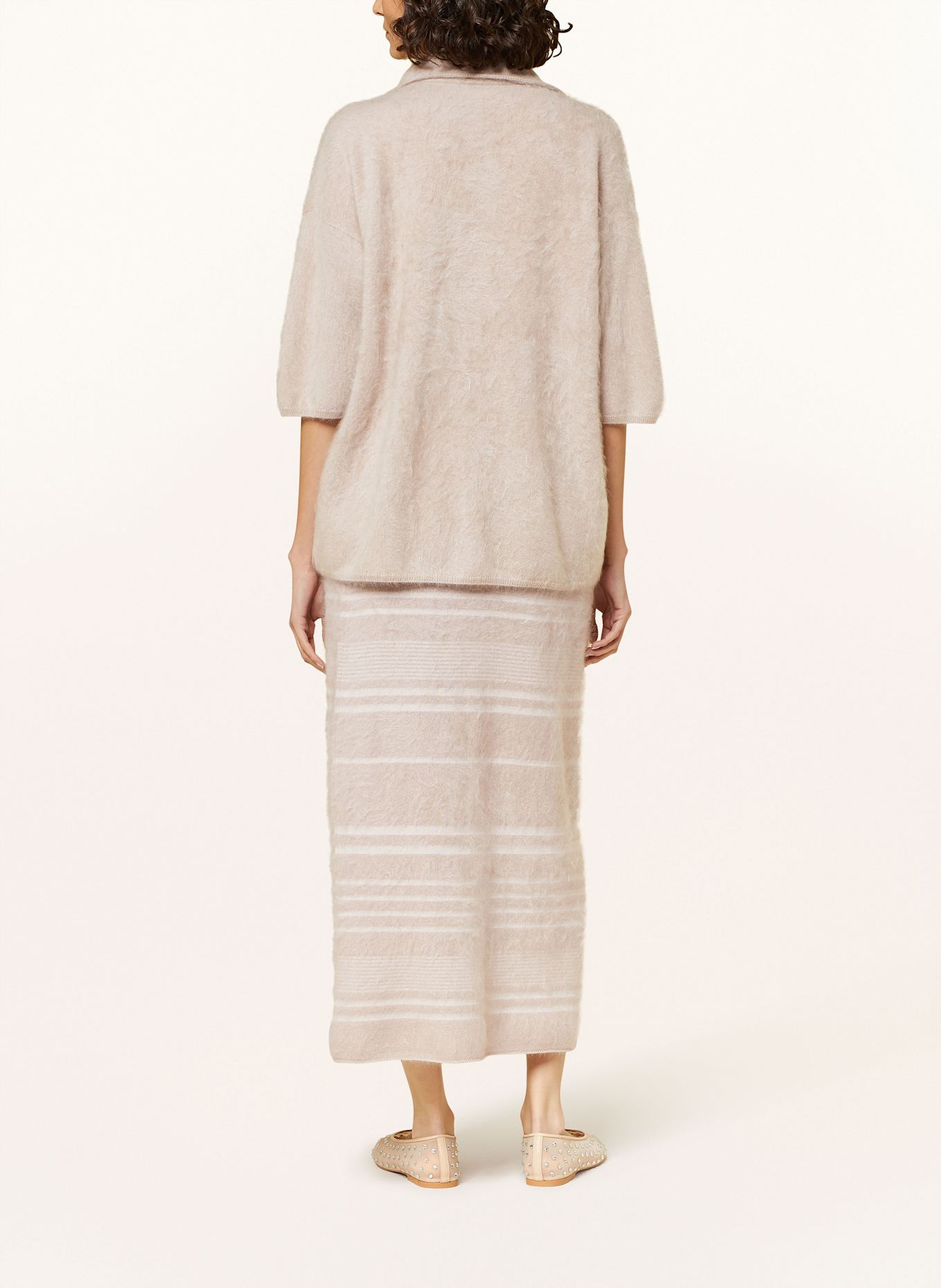 SMINFINITY Strickrock aus Cashmere: HELLBRAUN / CREME