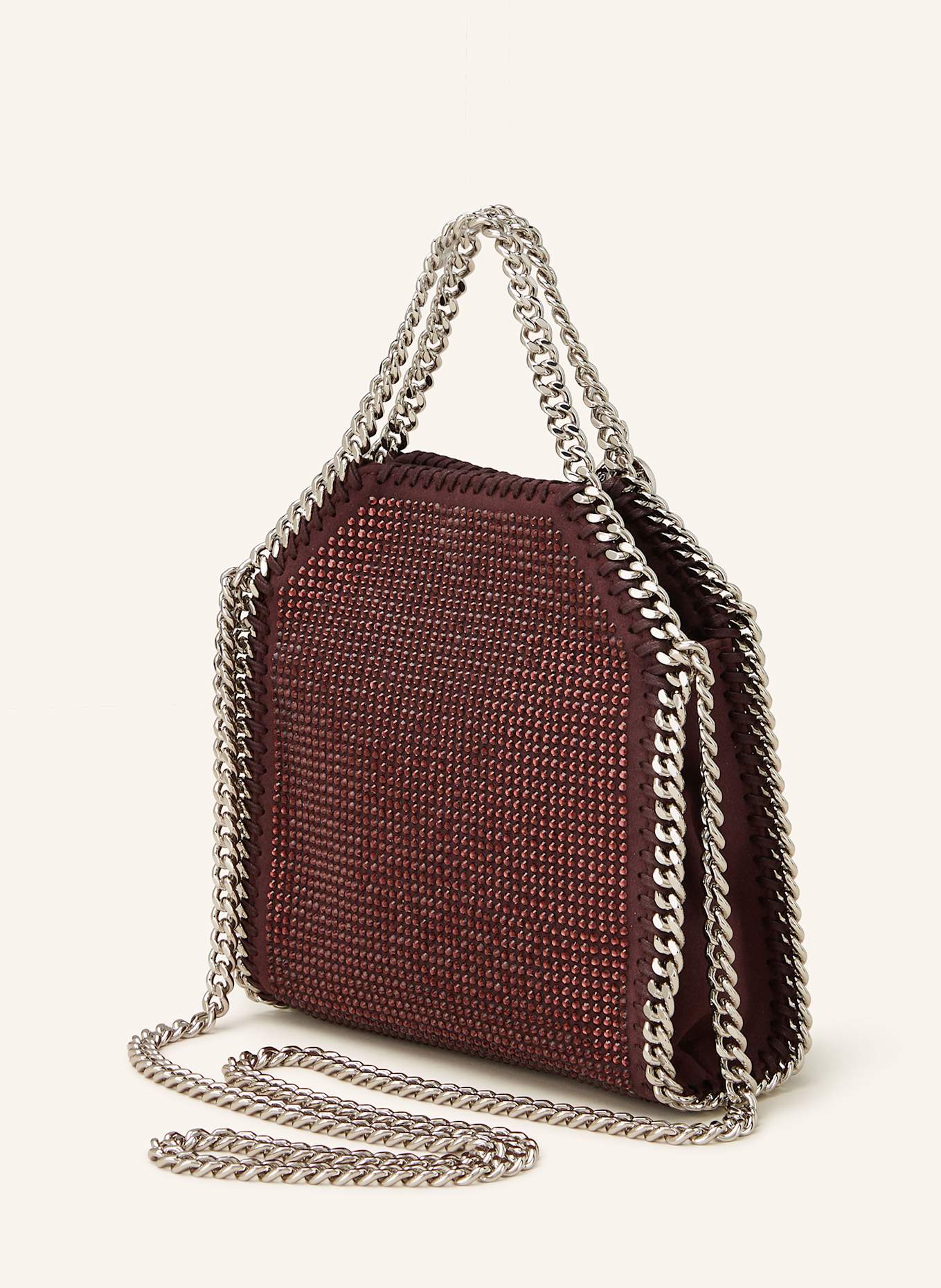 STELLA McCARTNEY Handtasche FALABELLA TINY mit Schmucksteinen: DUNKELROT