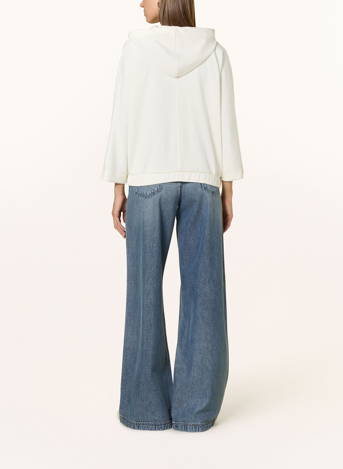 MORE & MORE Sweatjacke mit 3/4-Arm und Schmucksteinen: WEISS