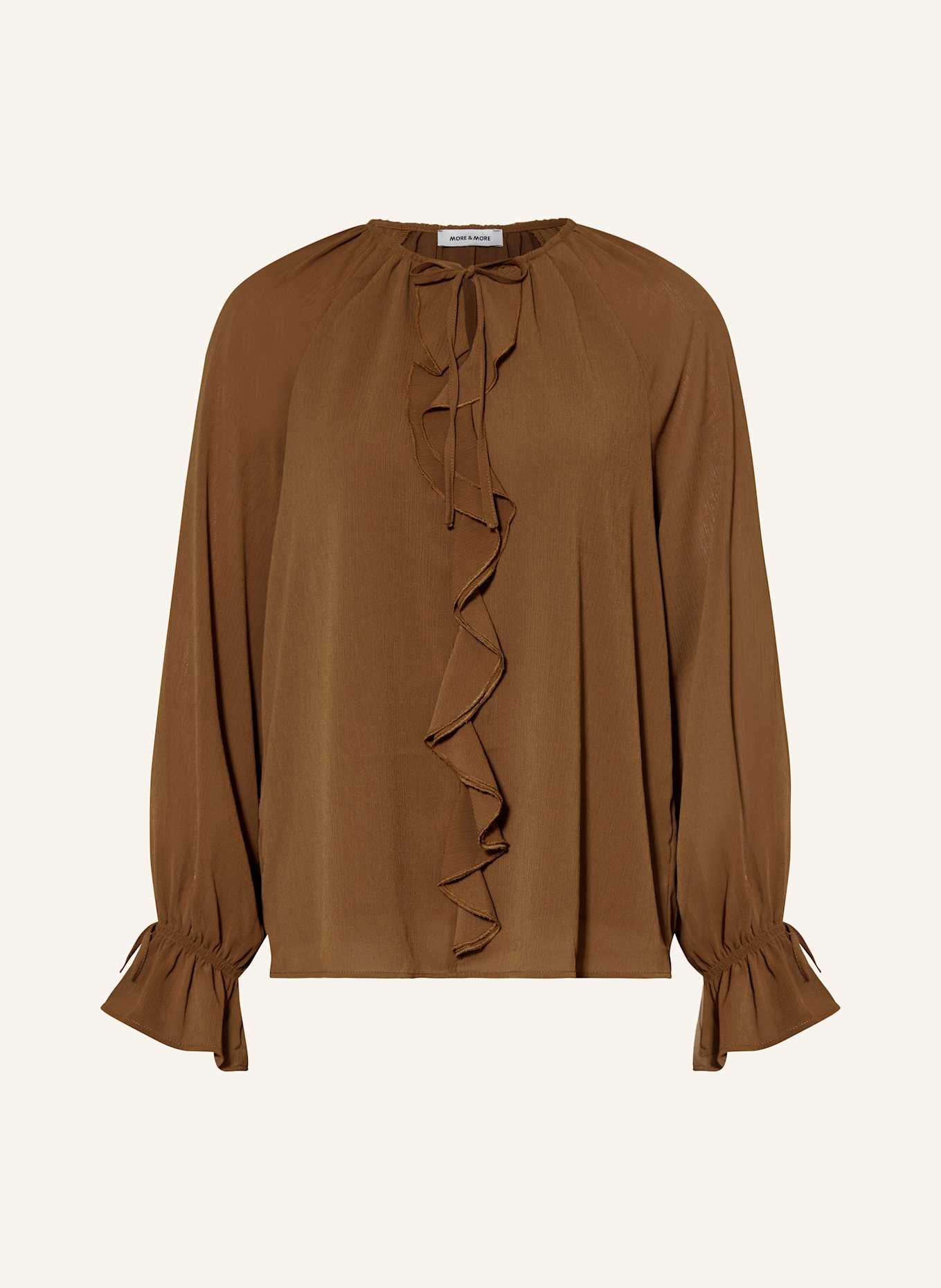 MORE & MORE Blusenshirt mit Volants: BRAUN