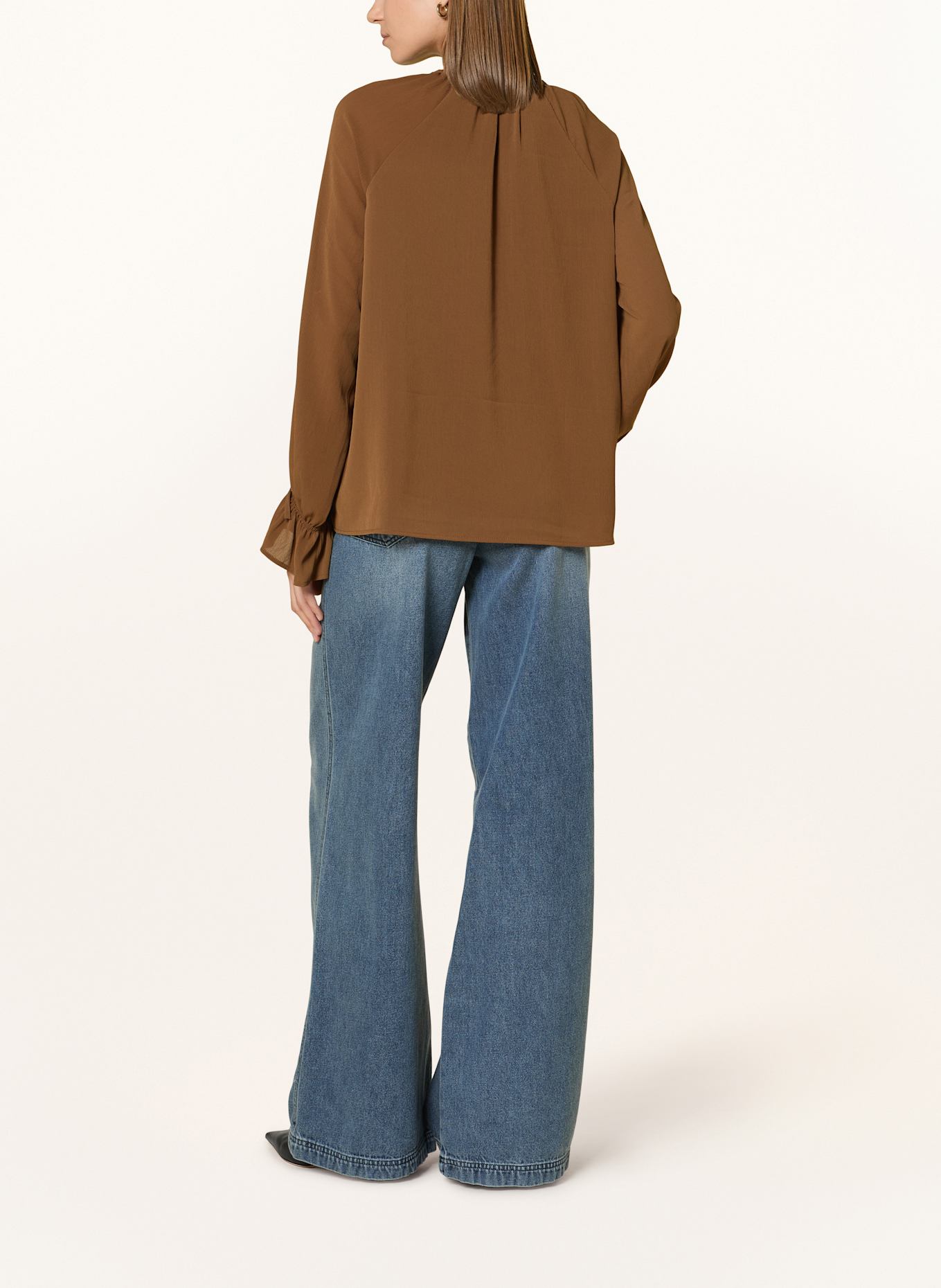 MORE & MORE Blusenshirt mit Volants: BRAUN