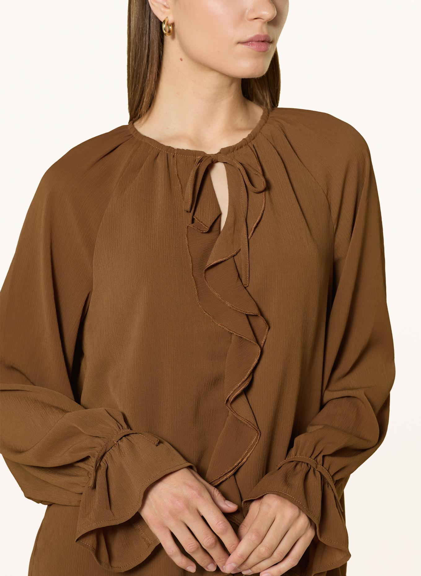 MORE & MORE Blusenshirt mit Volants: BRAUN