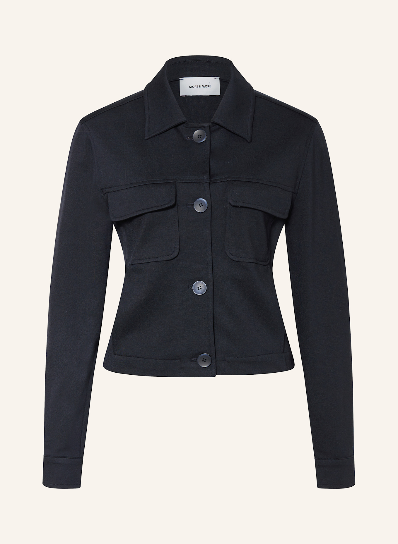 MORE & MORE Kastenjacke aus Jersey: DUNKELBLAU