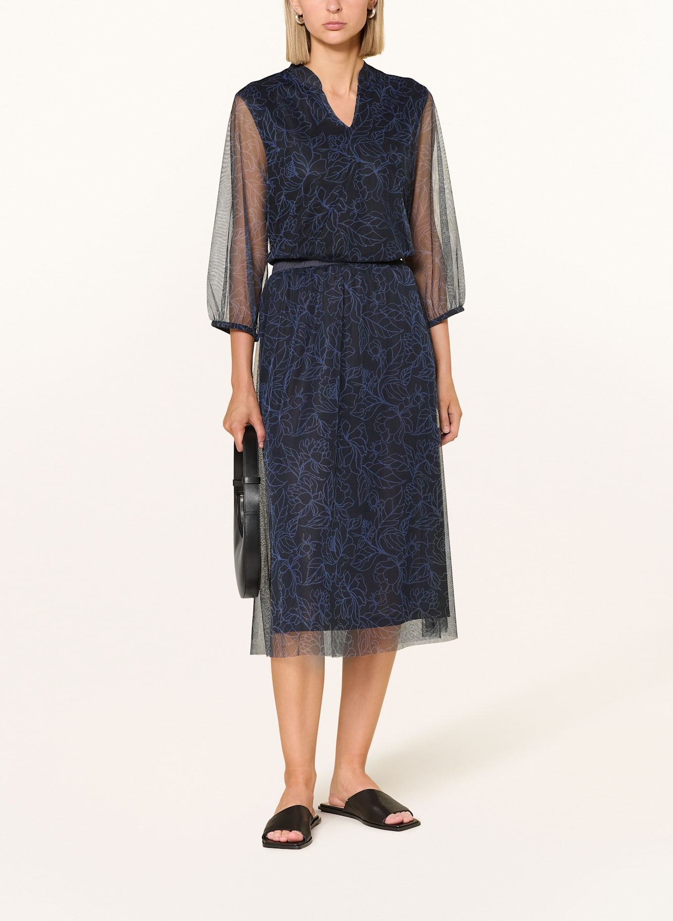 MORE & MORE Bluse mit 3/4-Ärmel: DUNKELBLAU / BLAU