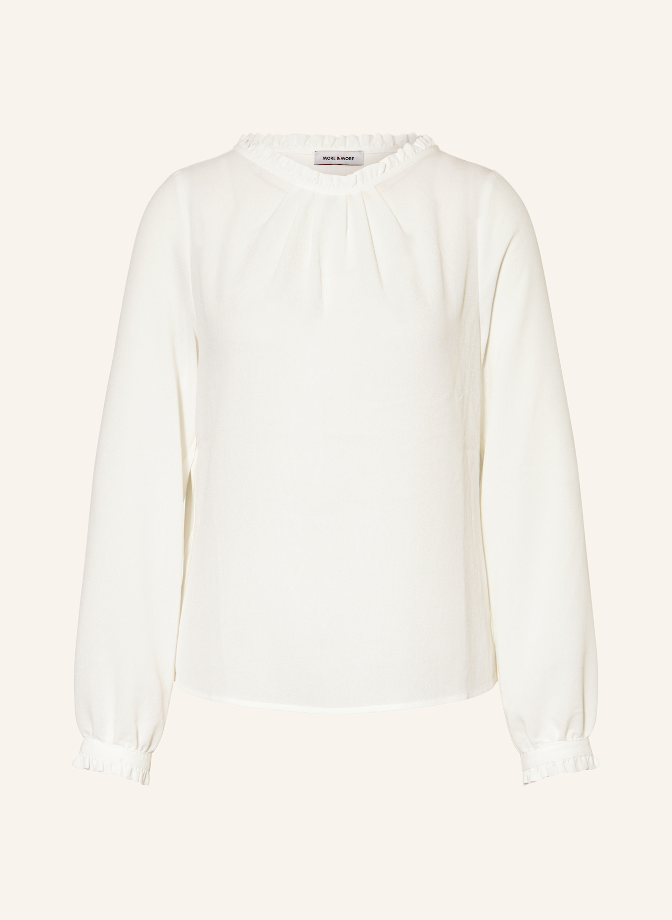 MORE & MORE Blusenshirt im Materialmix mit Rüschen: WEISS