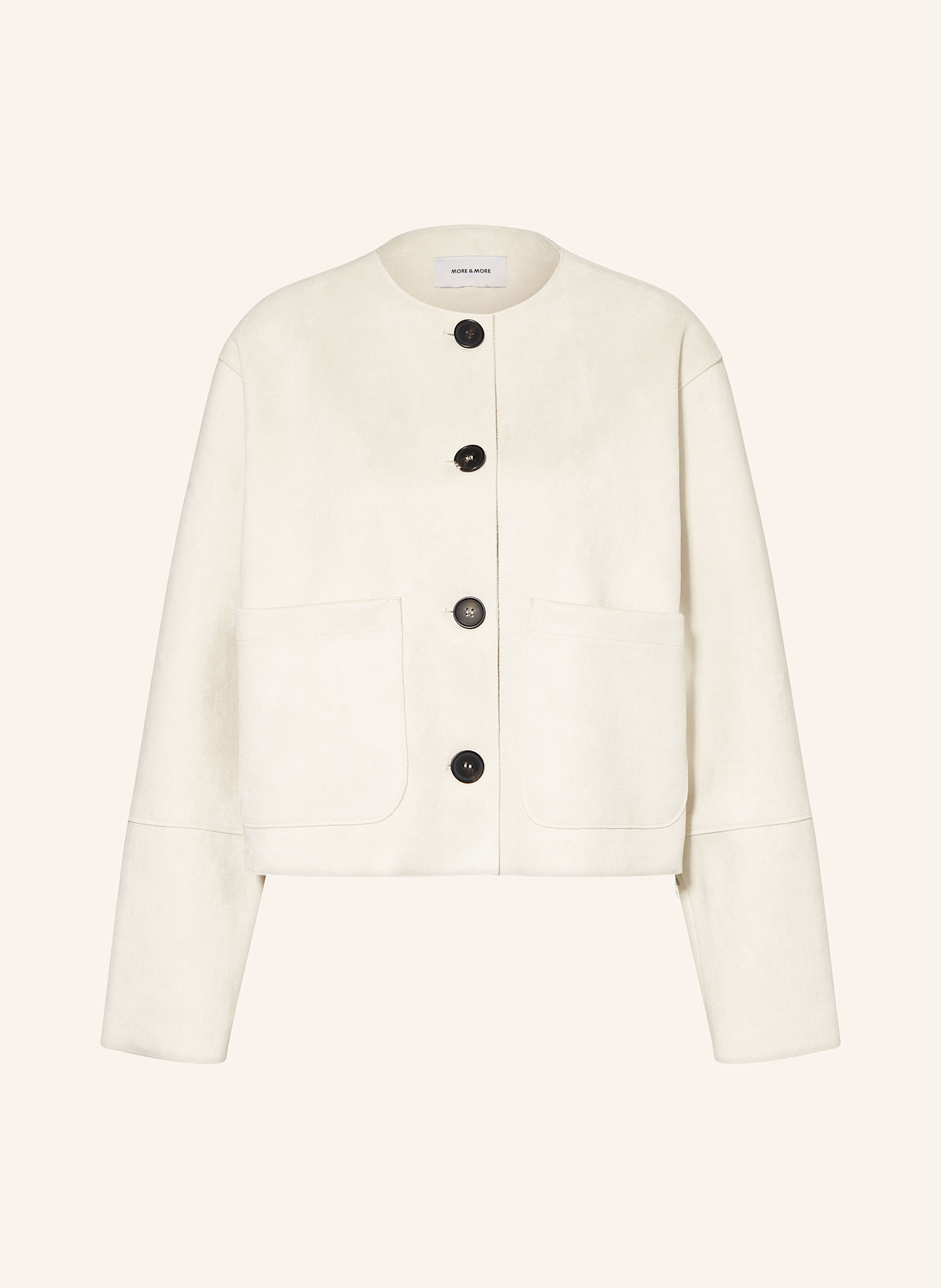MORE & MORE Jersey-Kastenjacke in Lederoptik: BEIGE