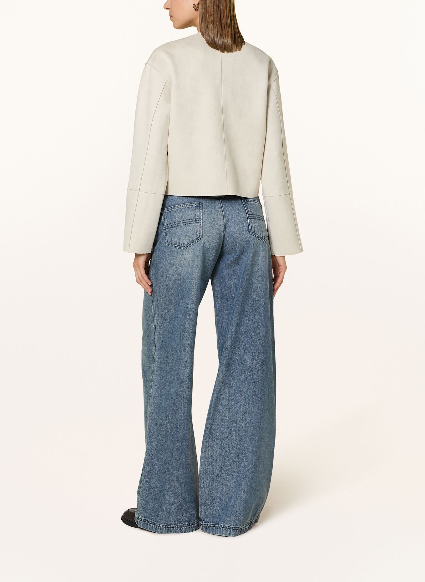 MORE & MORE Jersey-Kastenjacke in Lederoptik: BEIGE