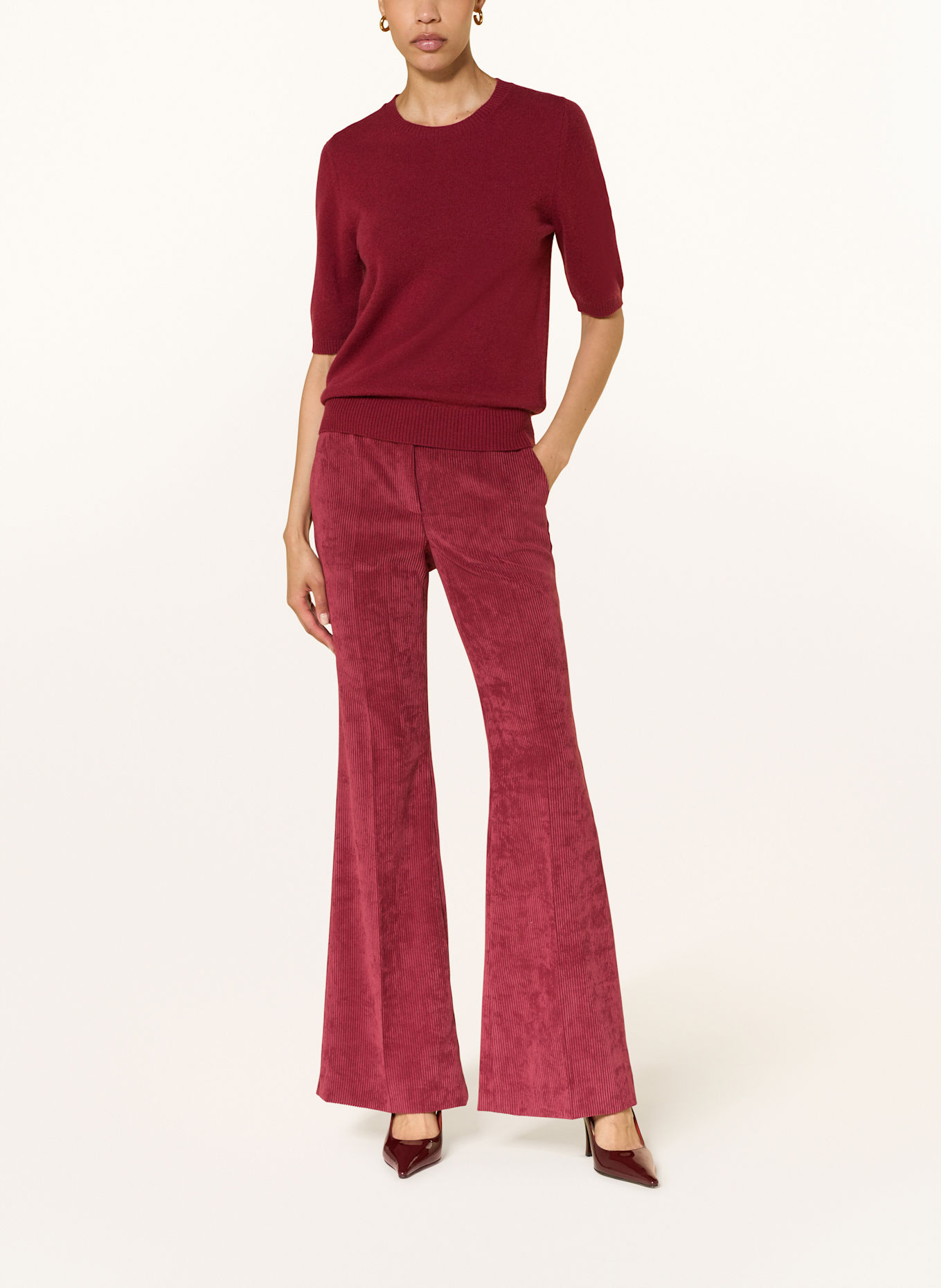 LUISA CERANO Bootcut-Hose aus Cord: DUNKELROT