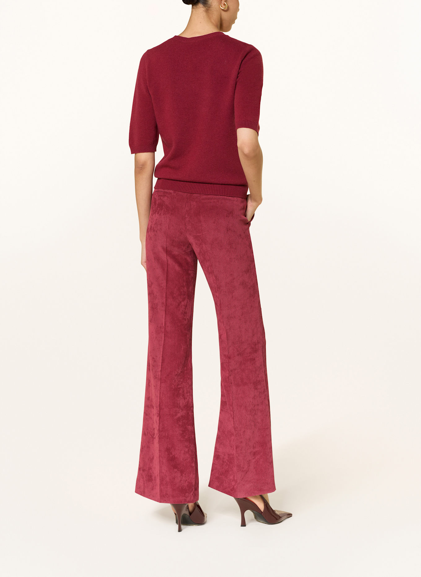 LUISA CERANO Bootcut-Hose aus Cord: DUNKELROT