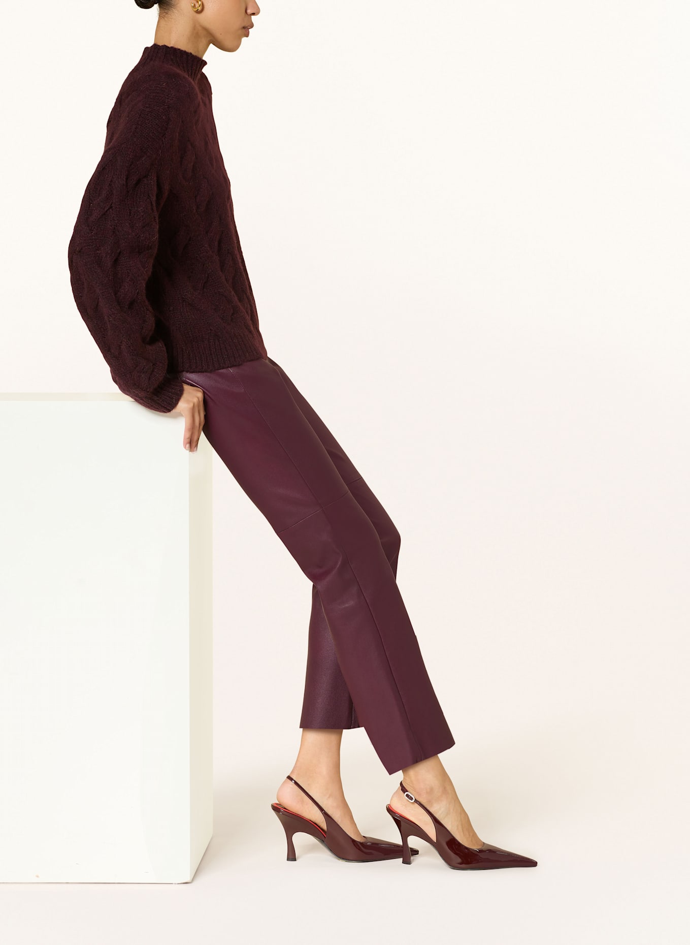 LUISA CERANO 7/8-Hose aus Leder: DUNKELROT