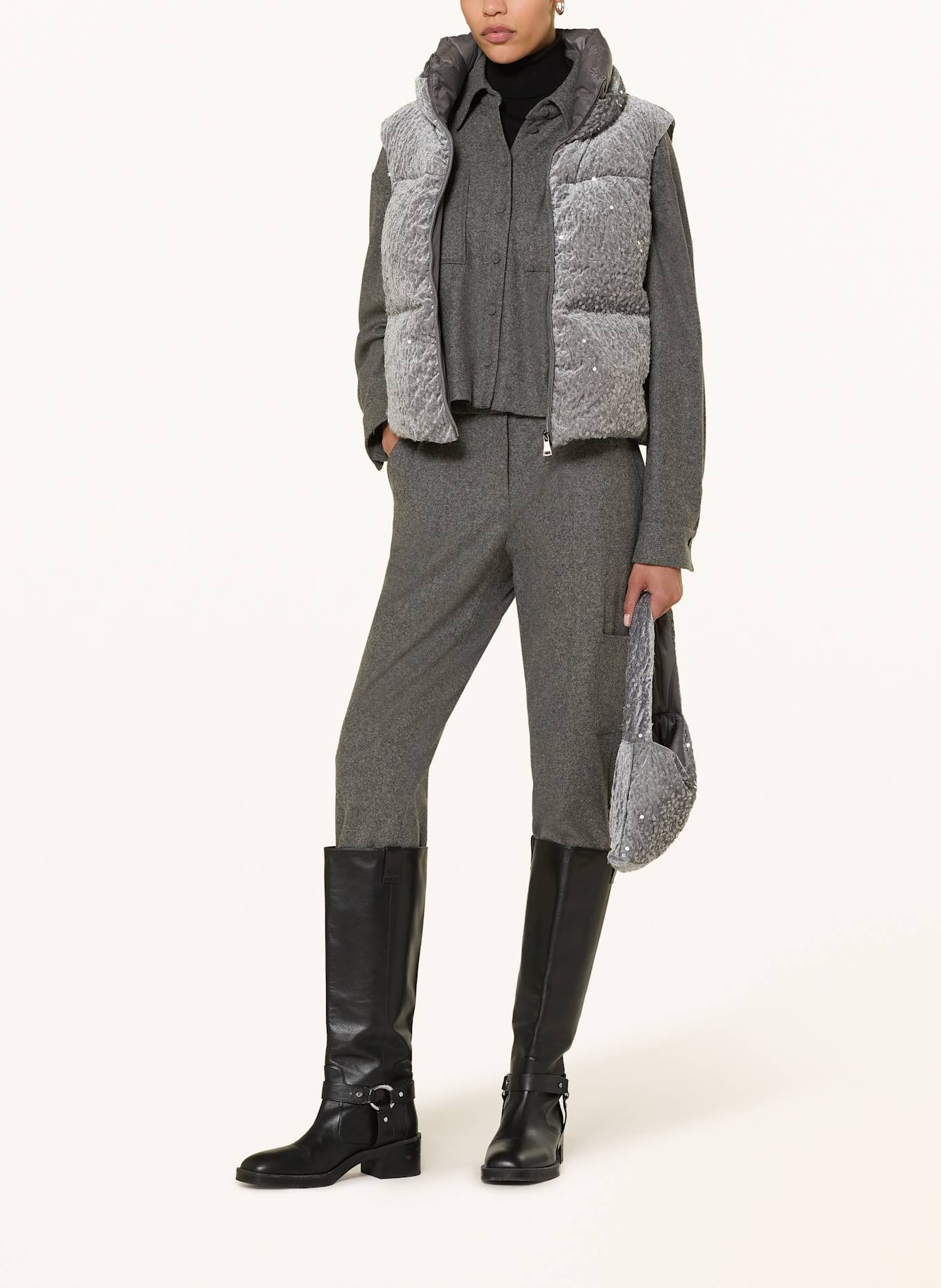 LUISA CERANO Hemdbluse aus Flanell: GRAU