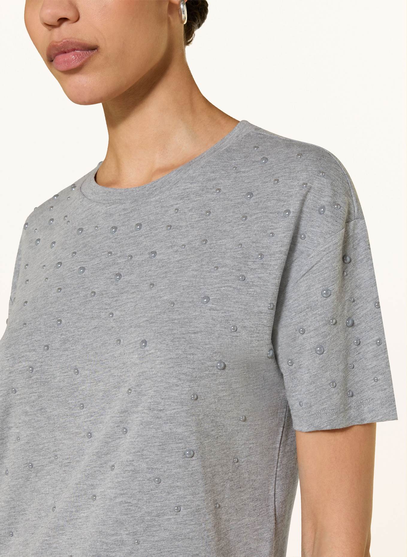 LUISA CERANO T-Shirt mit Schmucksteinen: GRAU
