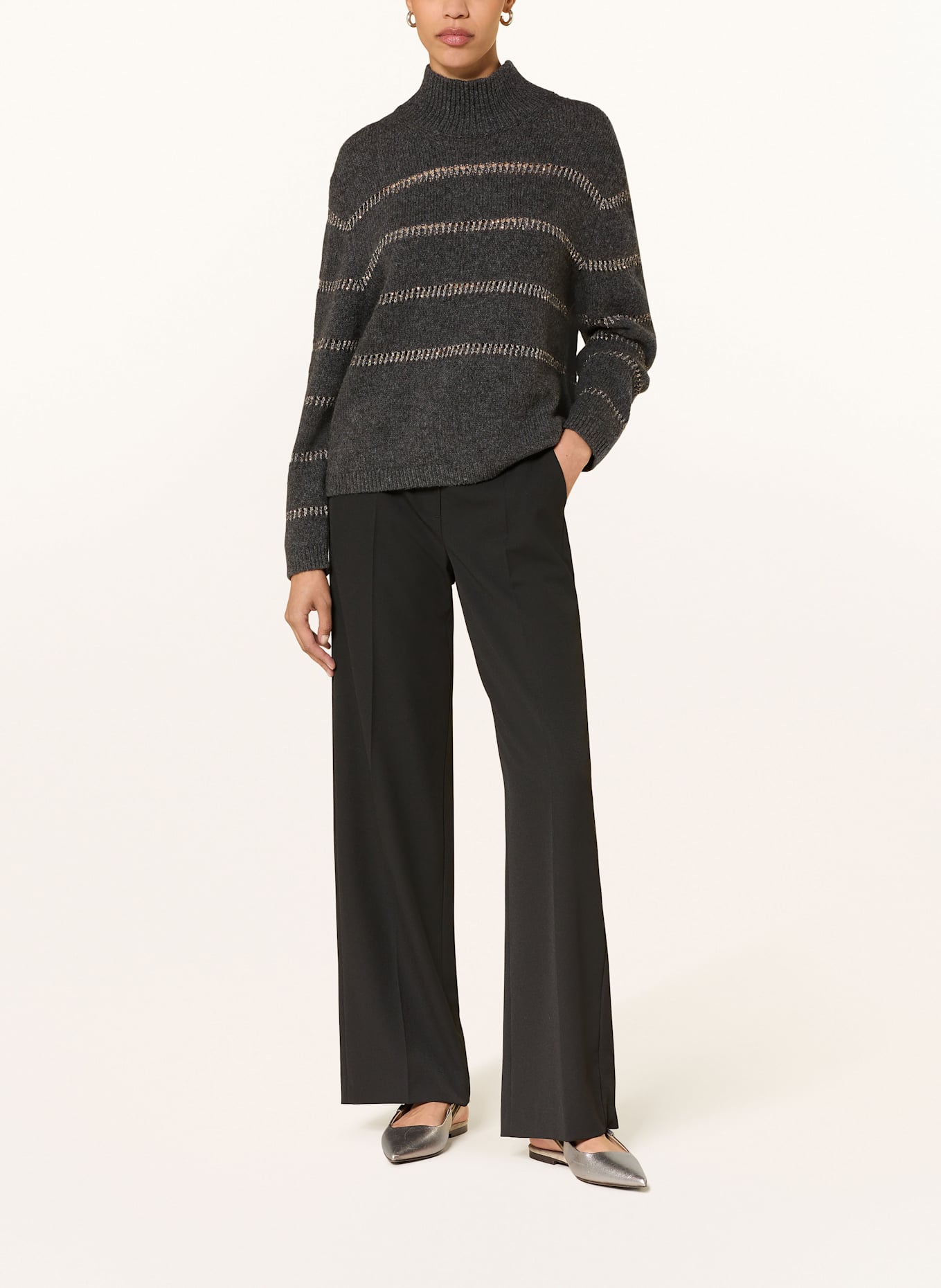 LUISA CERANO Pullover mit Pailletten: DUNKELGRAU