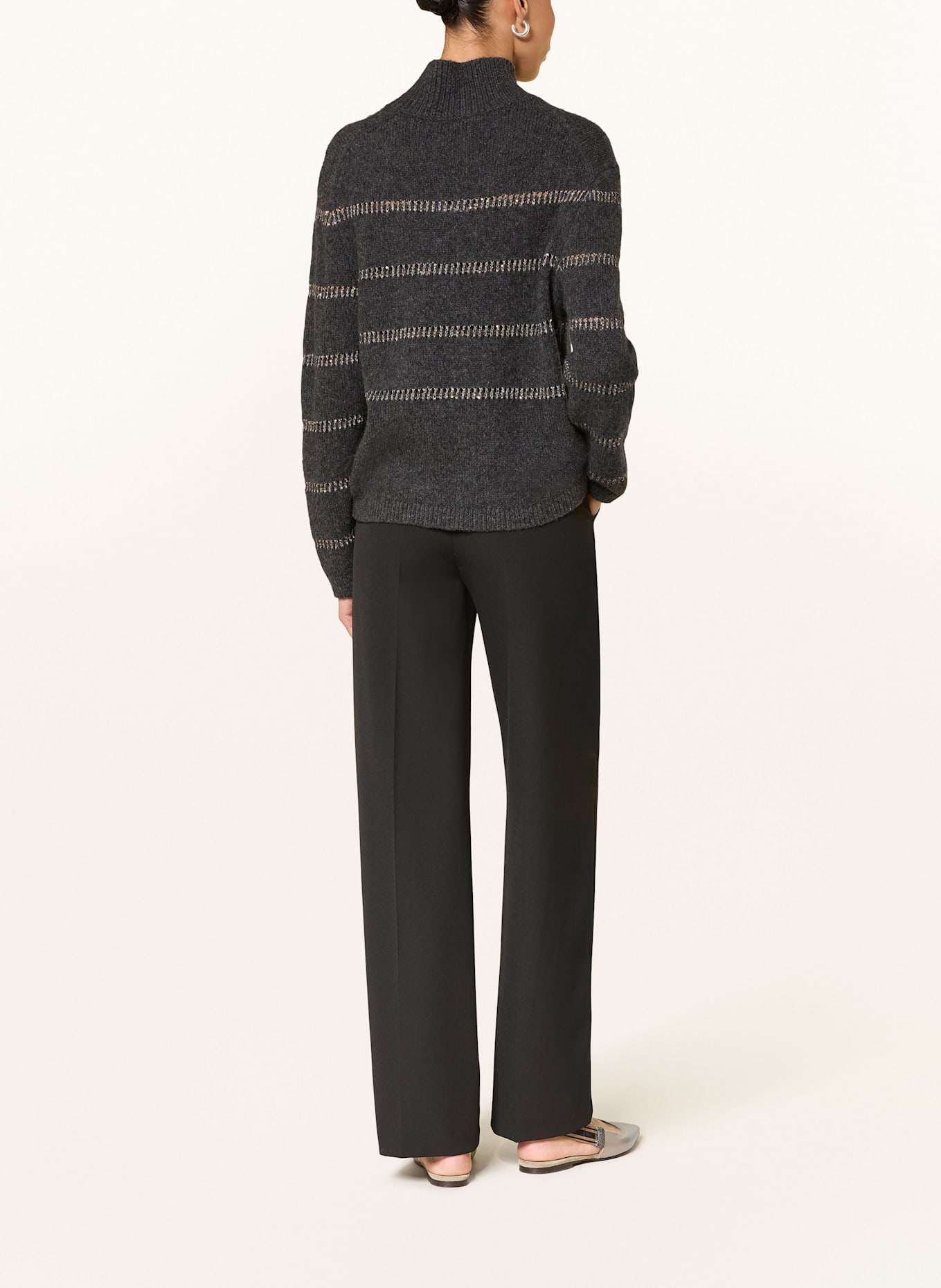 LUISA CERANO Pullover mit Pailletten: DUNKELGRAU