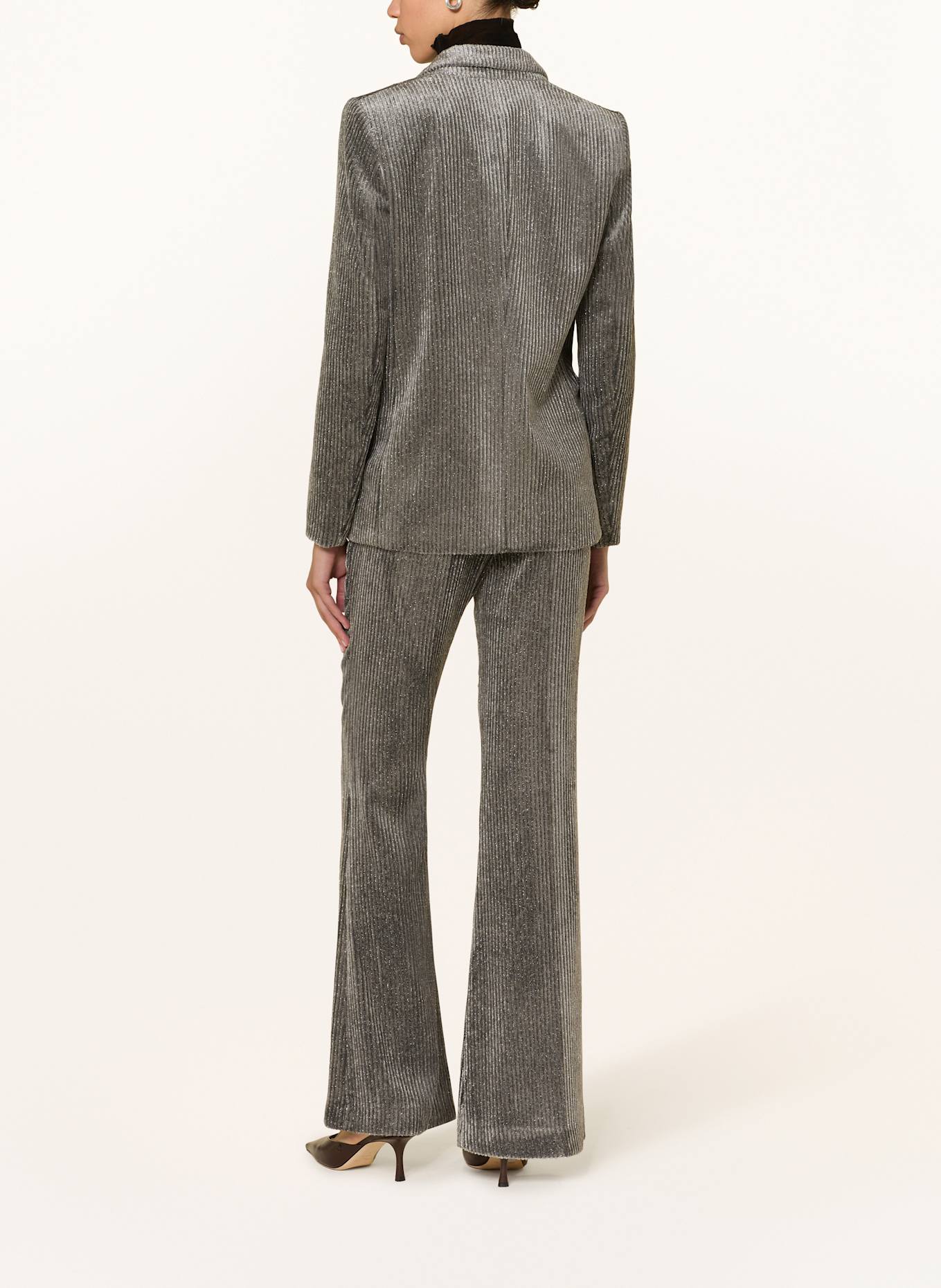 LUISA CERANO Bootcut-Hose aus Cord mit Glitzergarn: GRAU