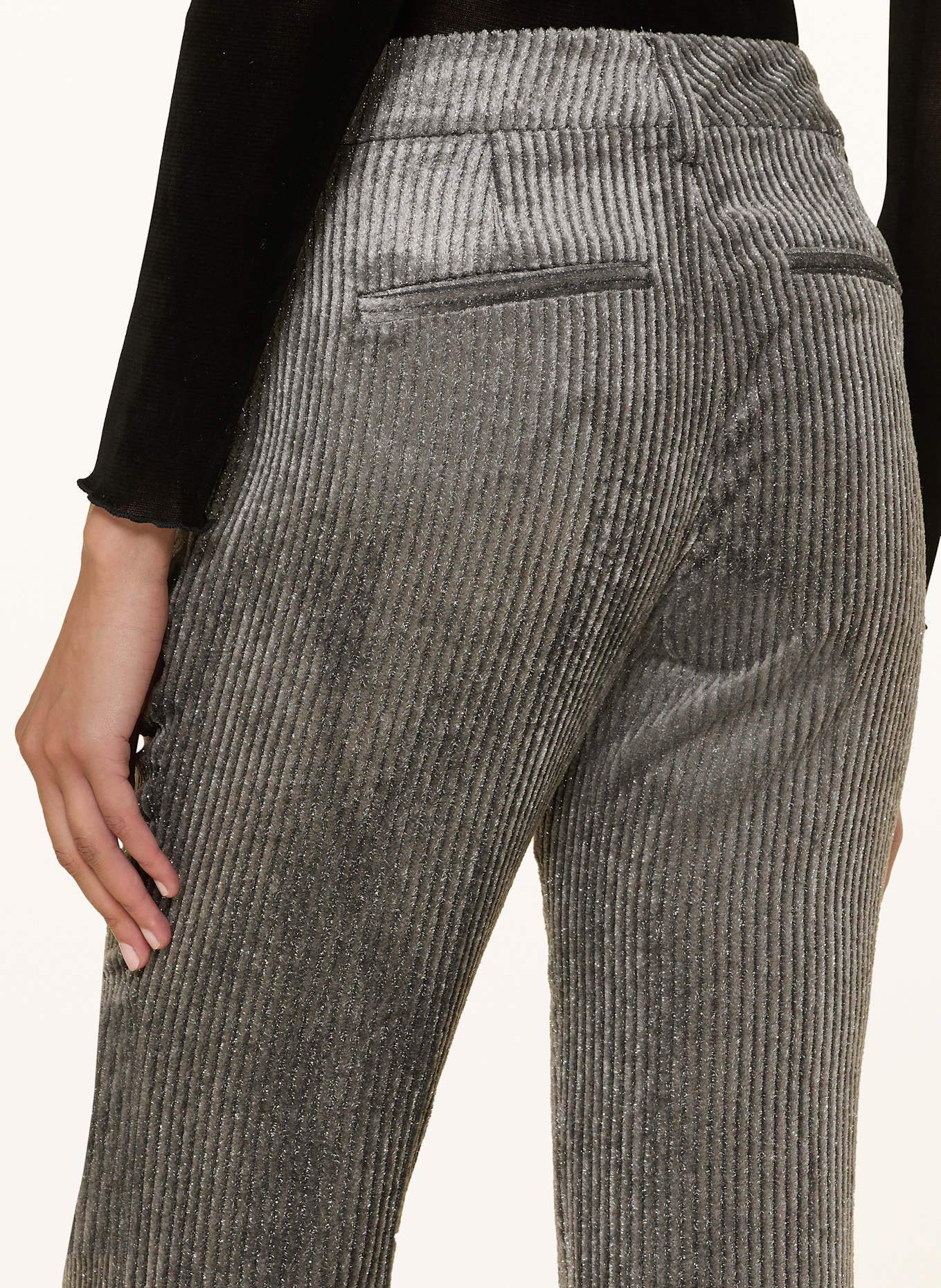 LUISA CERANO Bootcut-Hose aus Cord mit Glitzergarn: GRAU