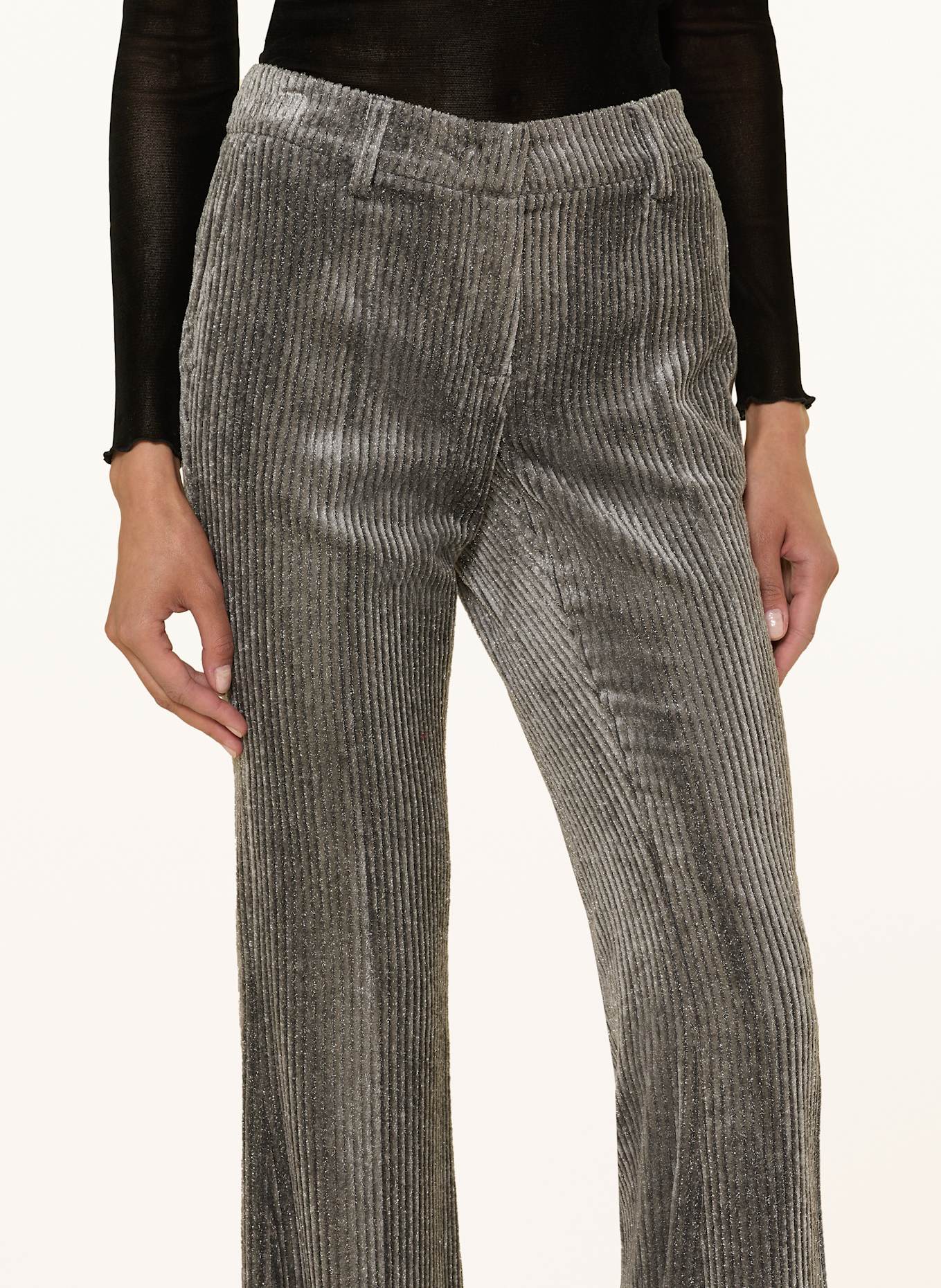 LUISA CERANO Bootcut-Hose aus Cord mit Glitzergarn: GRAU