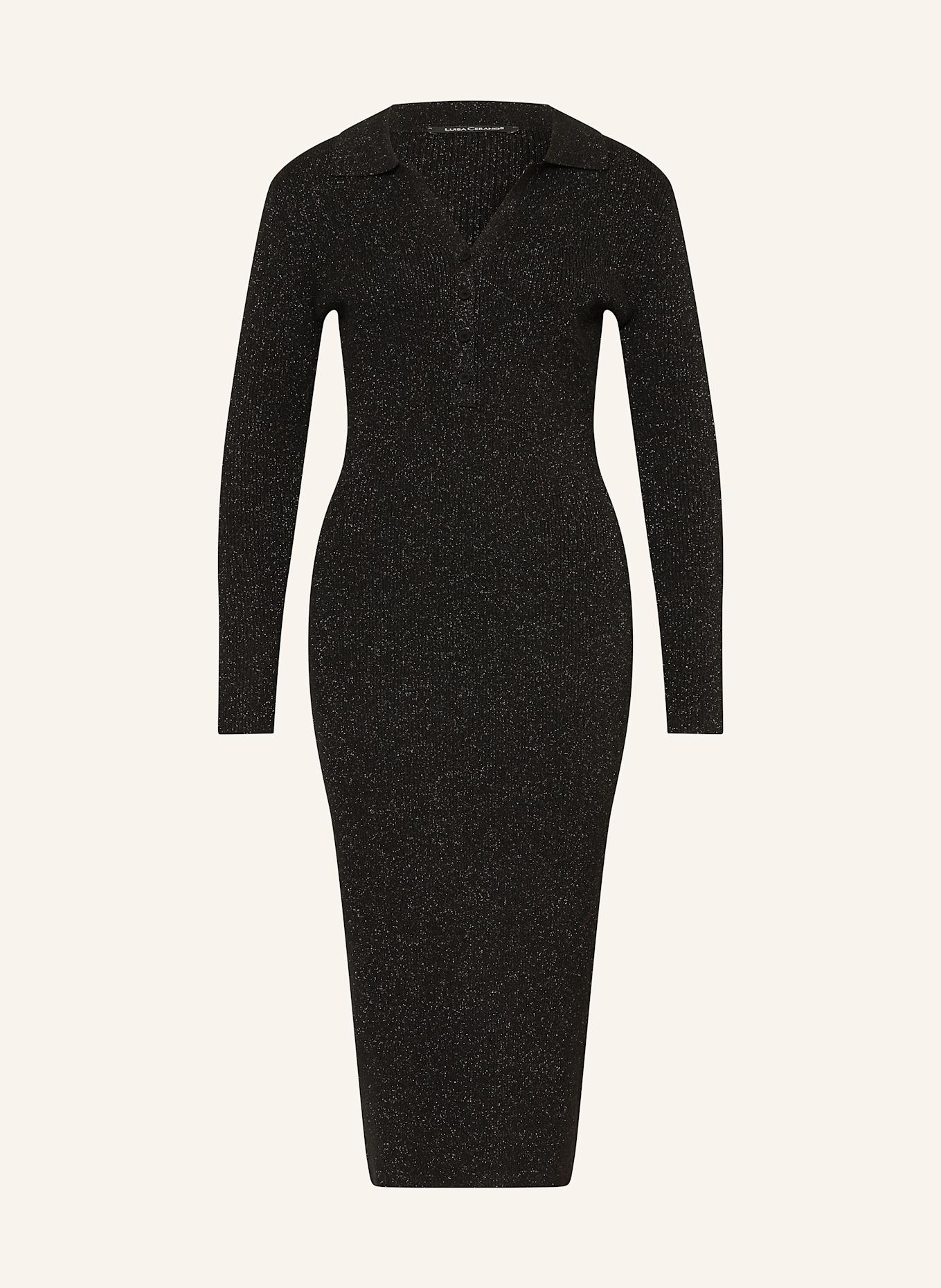 LUISA CERANO Strickkleid mit Glitzergarn: SCHWARZ