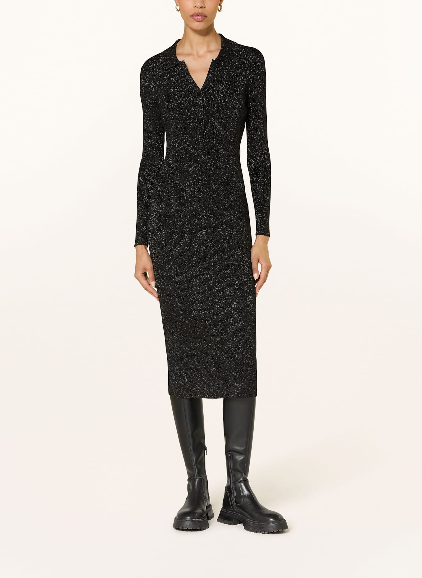 LUISA CERANO Strickkleid mit Glitzergarn: SCHWARZ