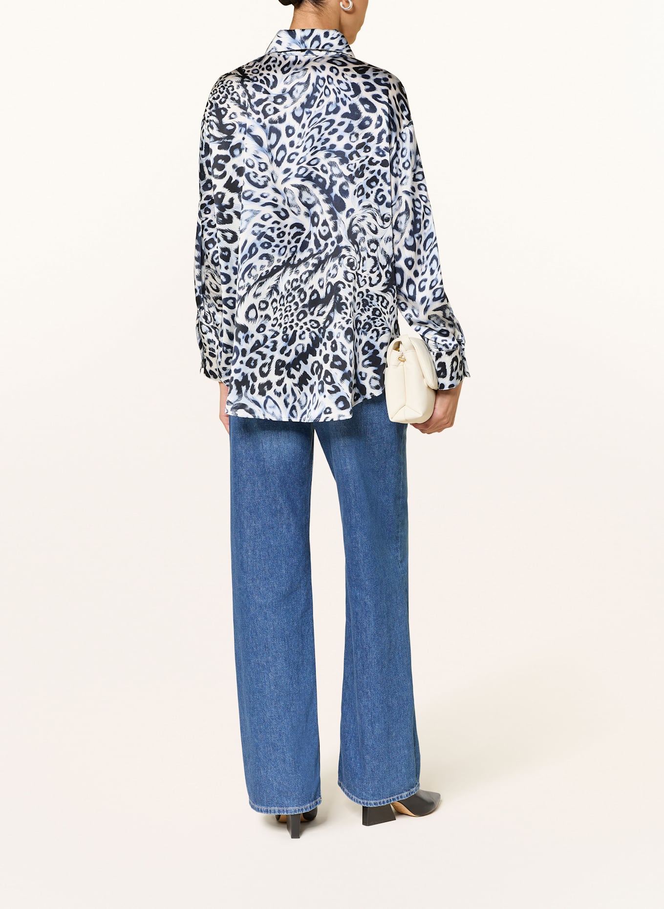 SEM PER LEI Hemdbluse aus Seide: DUNKELBLAU / BLAU / WEISS