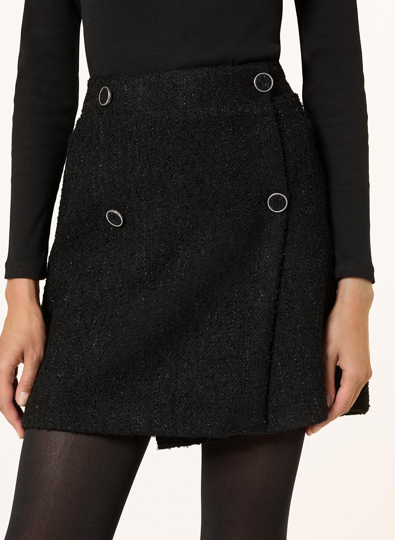 SEM PER LEI Wickelrock aus Bouclé mit Glitzergarn: SCHWARZ