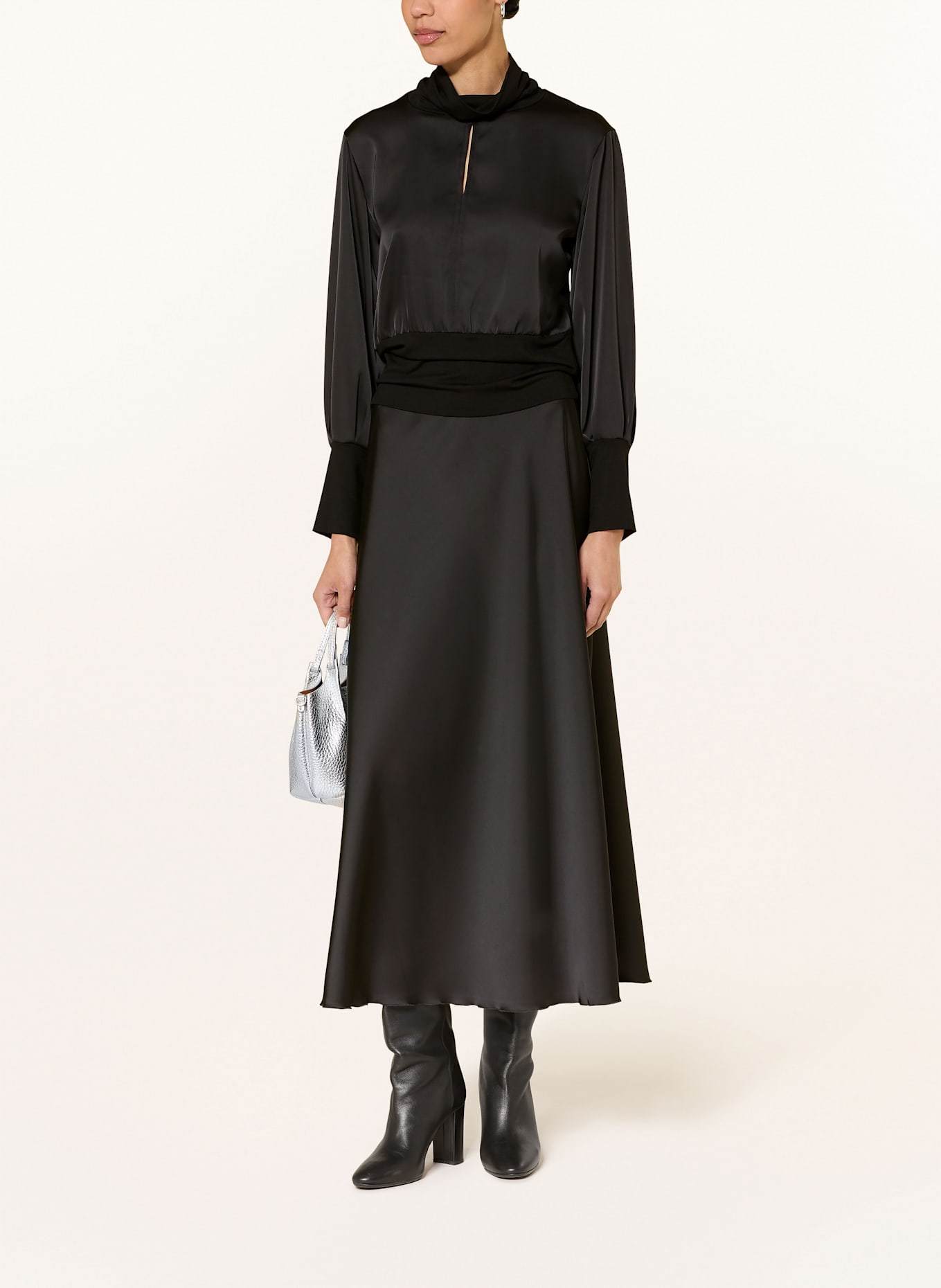 SEM PER LEI Blusenshirt im Materialmix: SCHWARZ