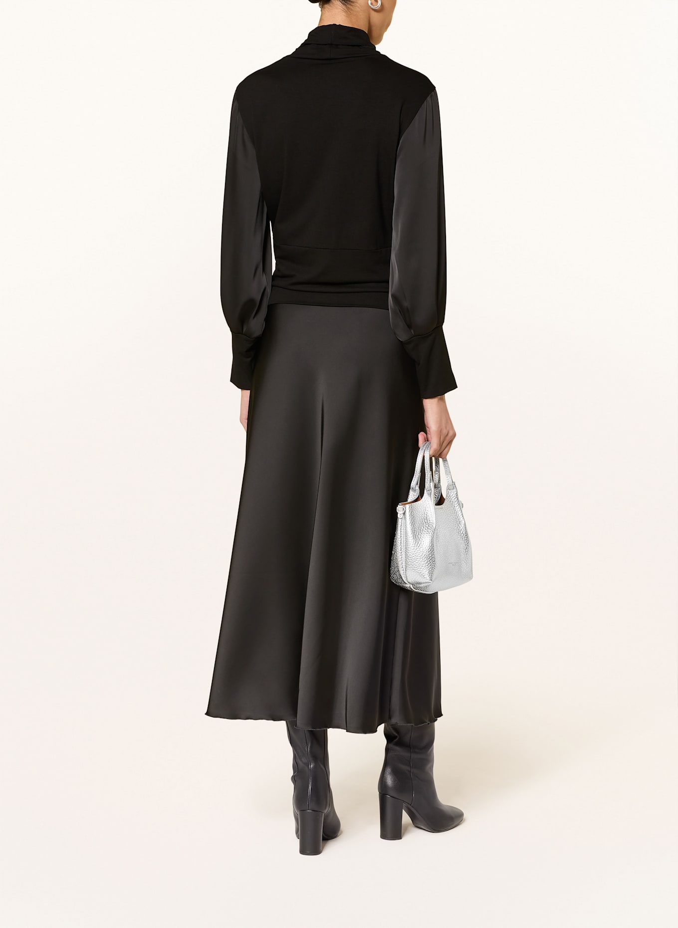 SEM PER LEI Blusenshirt im Materialmix: SCHWARZ