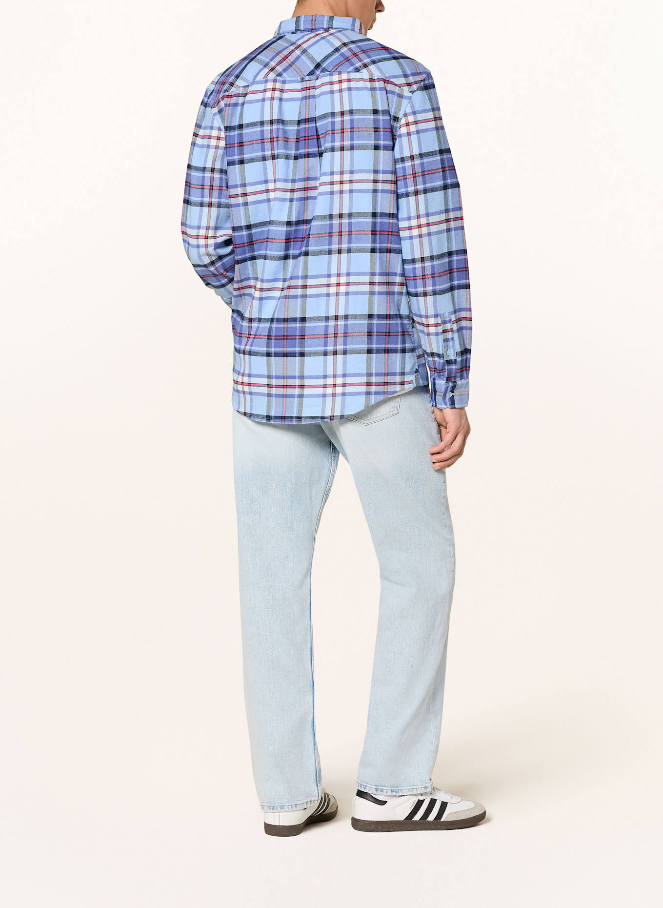 TOMMY JEANS Flanellhemd Regular Fit: HELLBLAU / BLAU / PINK