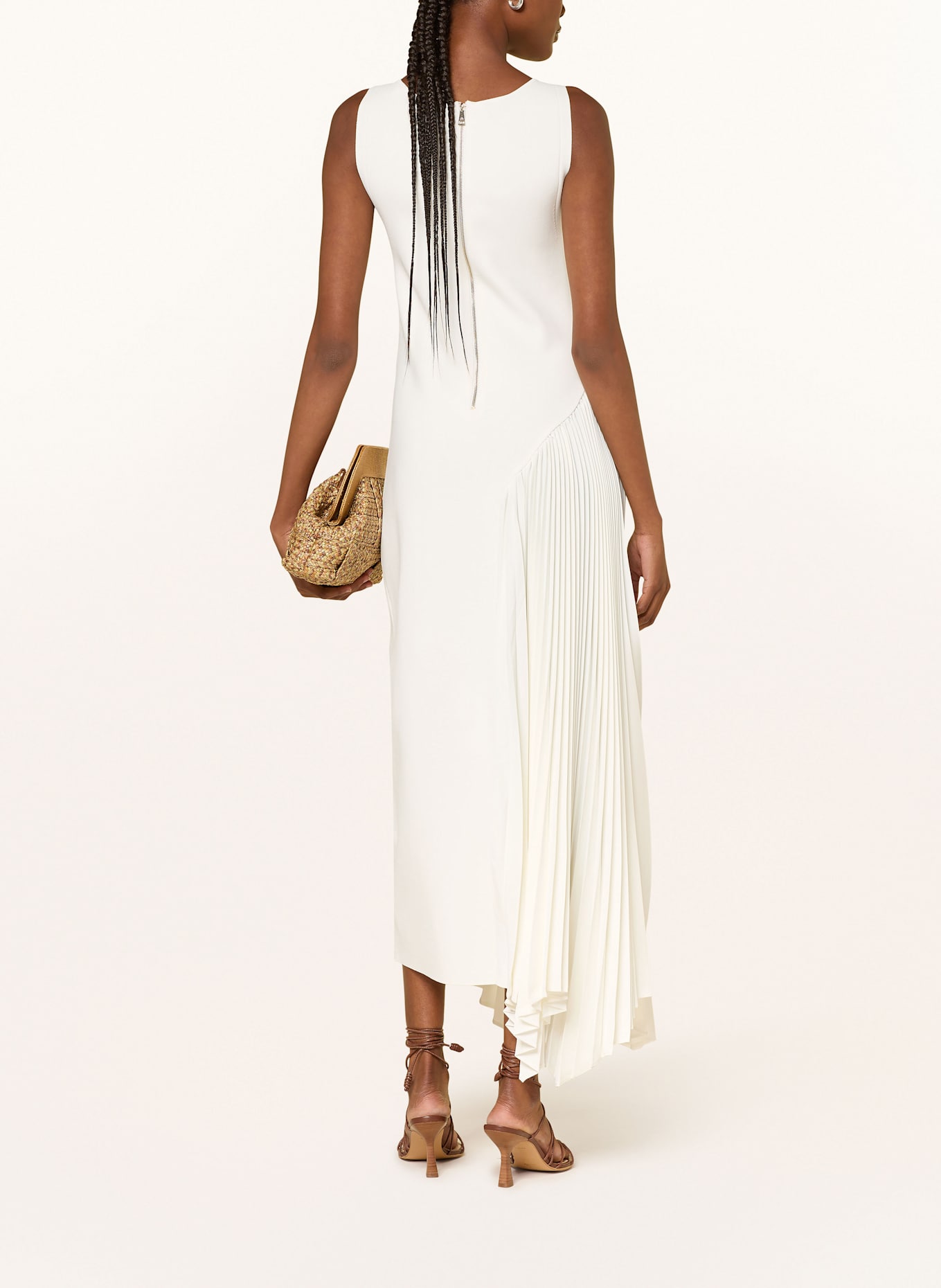 TED BAKER Strickkleid AZZINA im Materialmix mit Plissees: ECRU