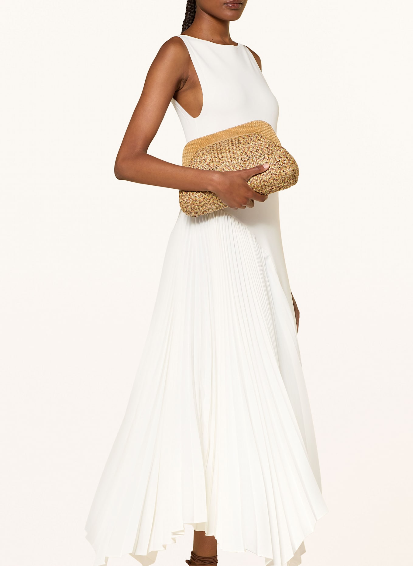 TED BAKER Strickkleid AZZINA im Materialmix mit Plissees: ECRU