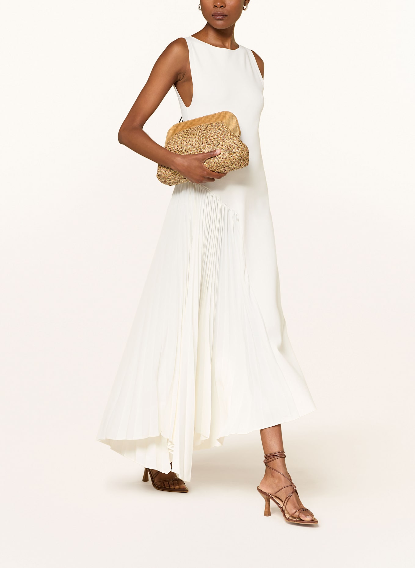 TED BAKER Strickkleid AZZINA im Materialmix mit Plissees: ECRU