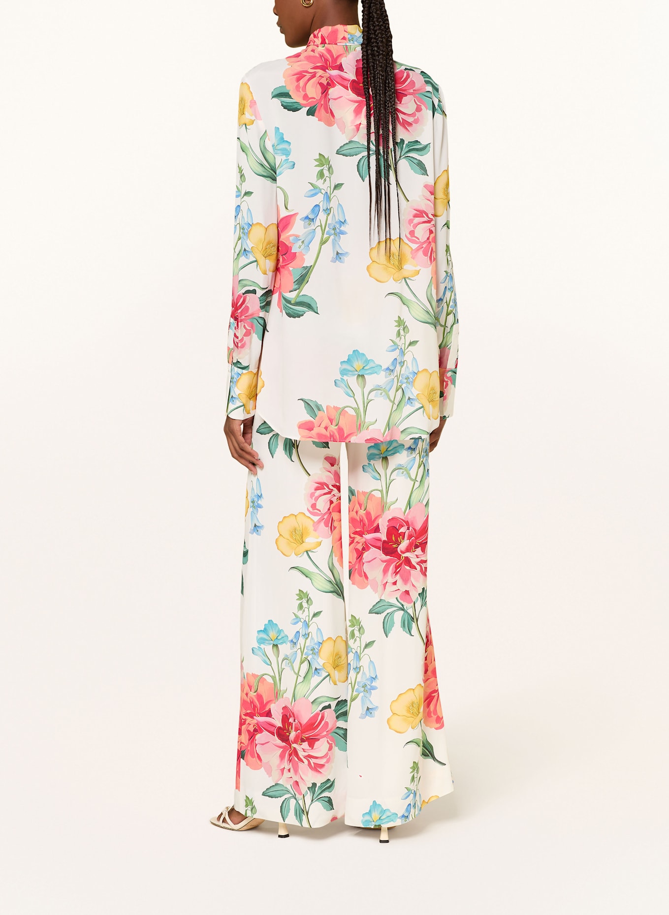 TED BAKER NYMPHAT wide leg trousers: WHITE/ RED/ GREEN