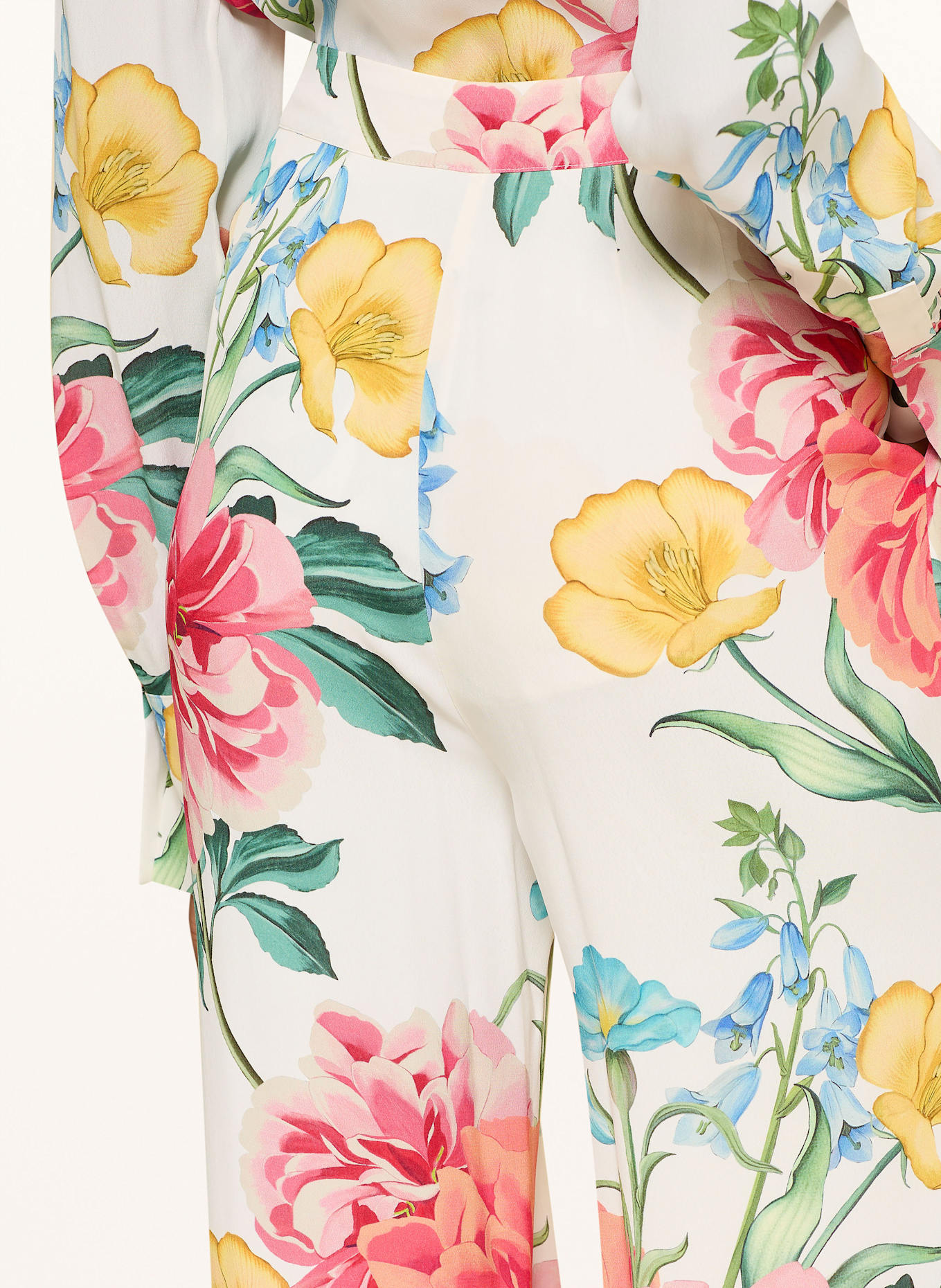 TED BAKER NYMPHAT wide leg trousers: WHITE/ RED/ GREEN