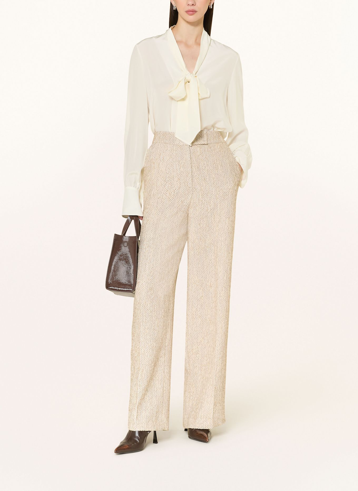 TED BAKER IVORY wide leg trousers: ECRU/ BEIGE/ CREAM