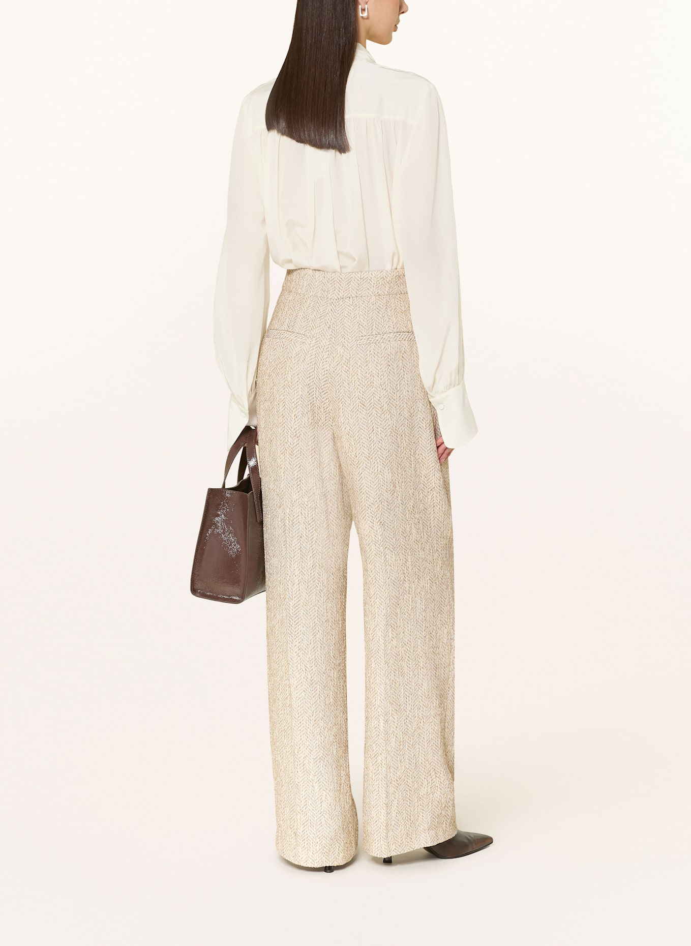 TED BAKER IVORY wide leg trousers: ECRU/ BEIGE/ CREAM